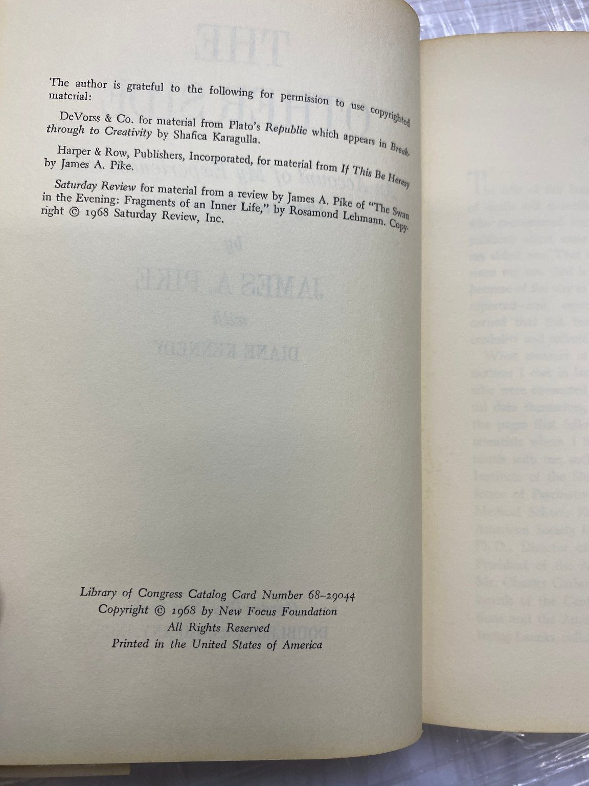 The Other Side James A. Pike 1968 First Edition Psychic Phenomena Doubleday