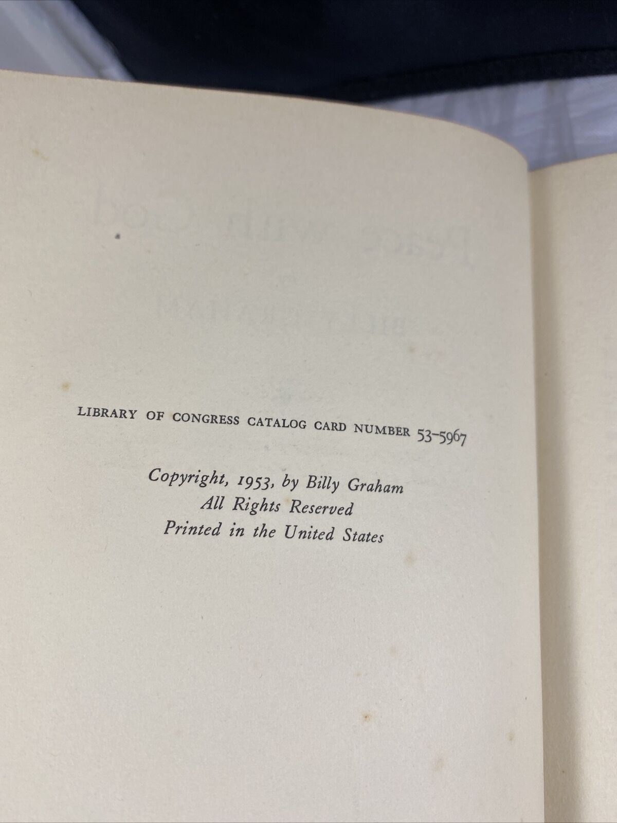 Billy Graham 1st Edition "Peace with God" DJ HC 1953 Western Springs Vintage