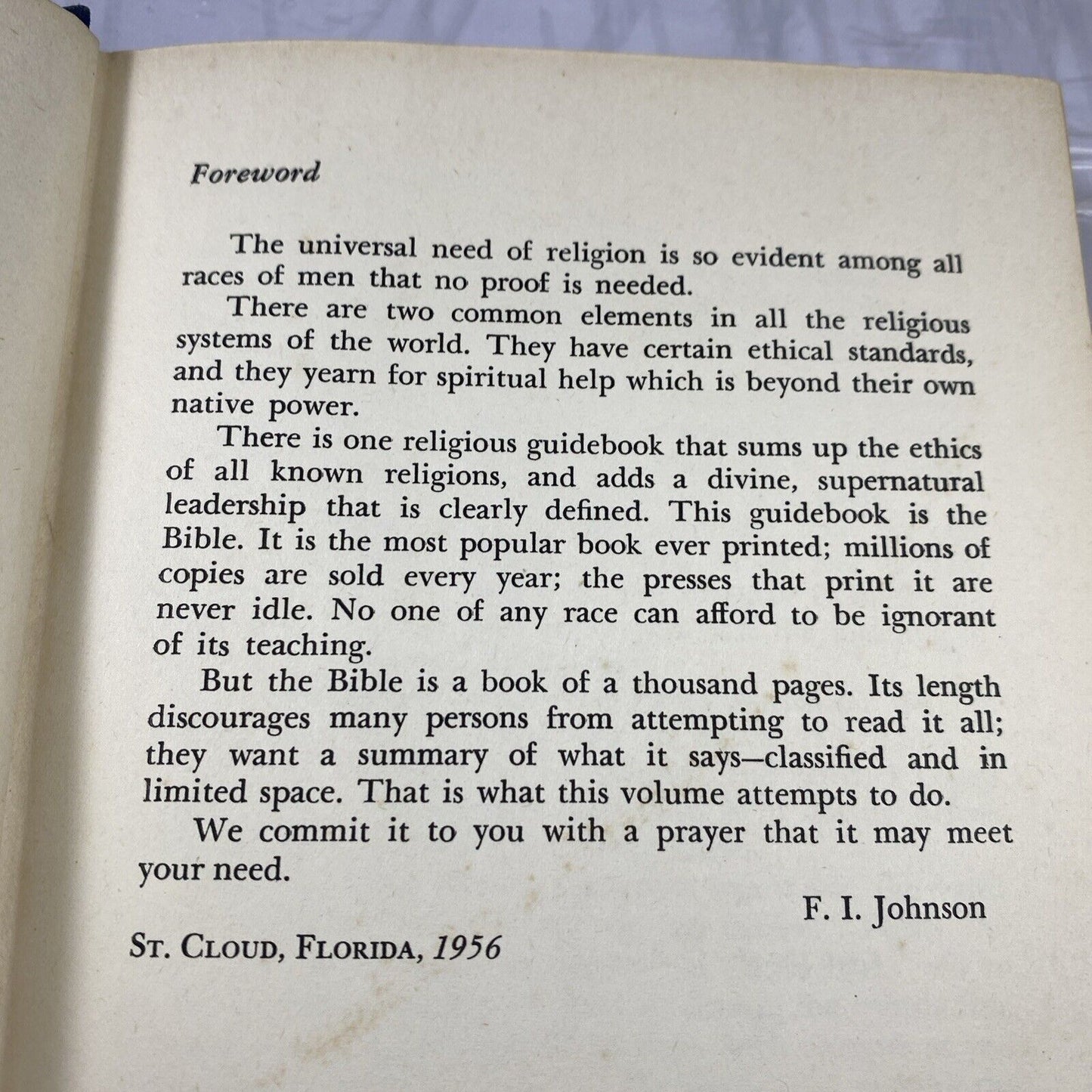 SIGNED What Does The Bible Say? Dr. F. I. Johnson 1st Ed Vantage HCDJ Religious