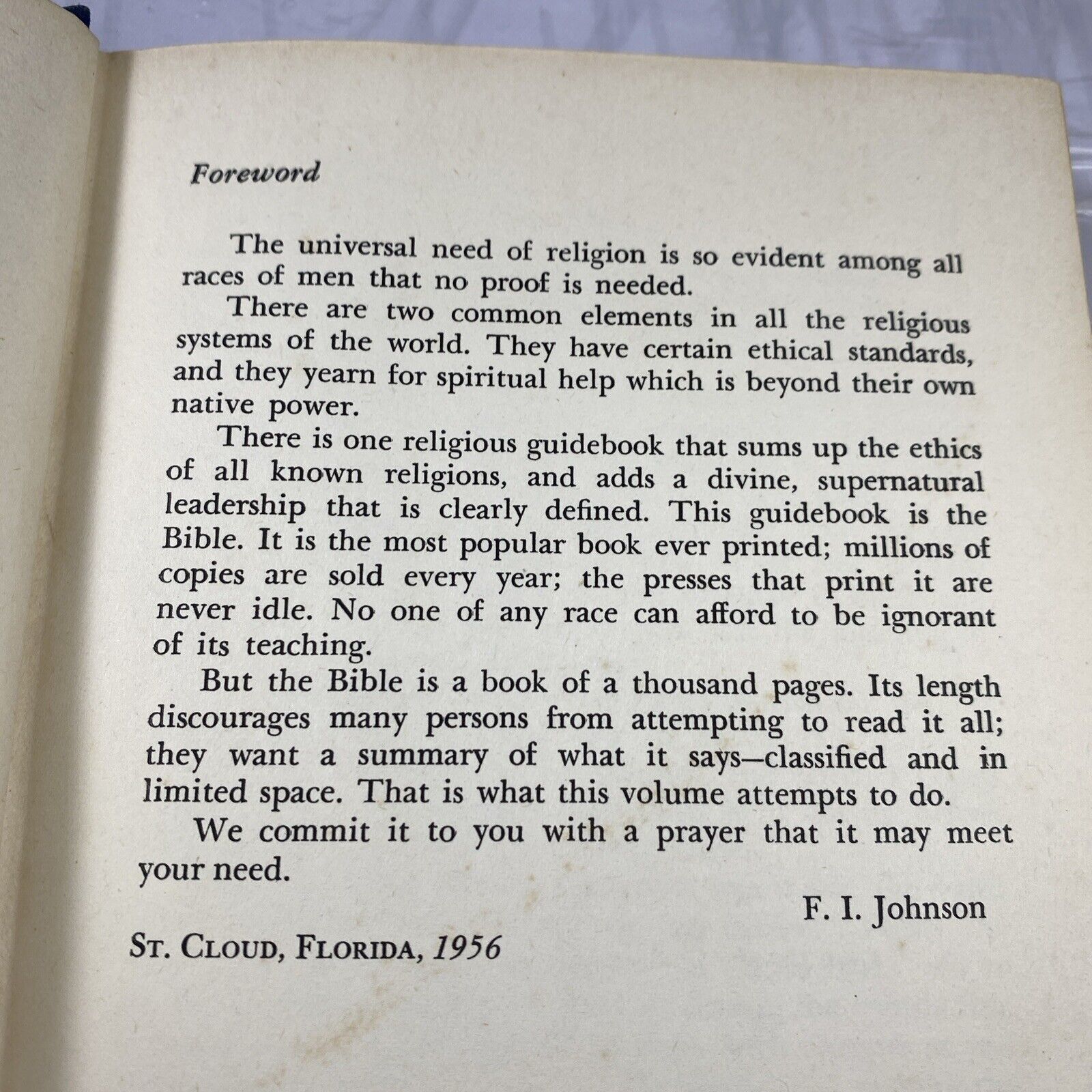 SIGNED What Does The Bible Say? Dr. F. I. Johnson 1st Ed Vantage HCDJ Religious