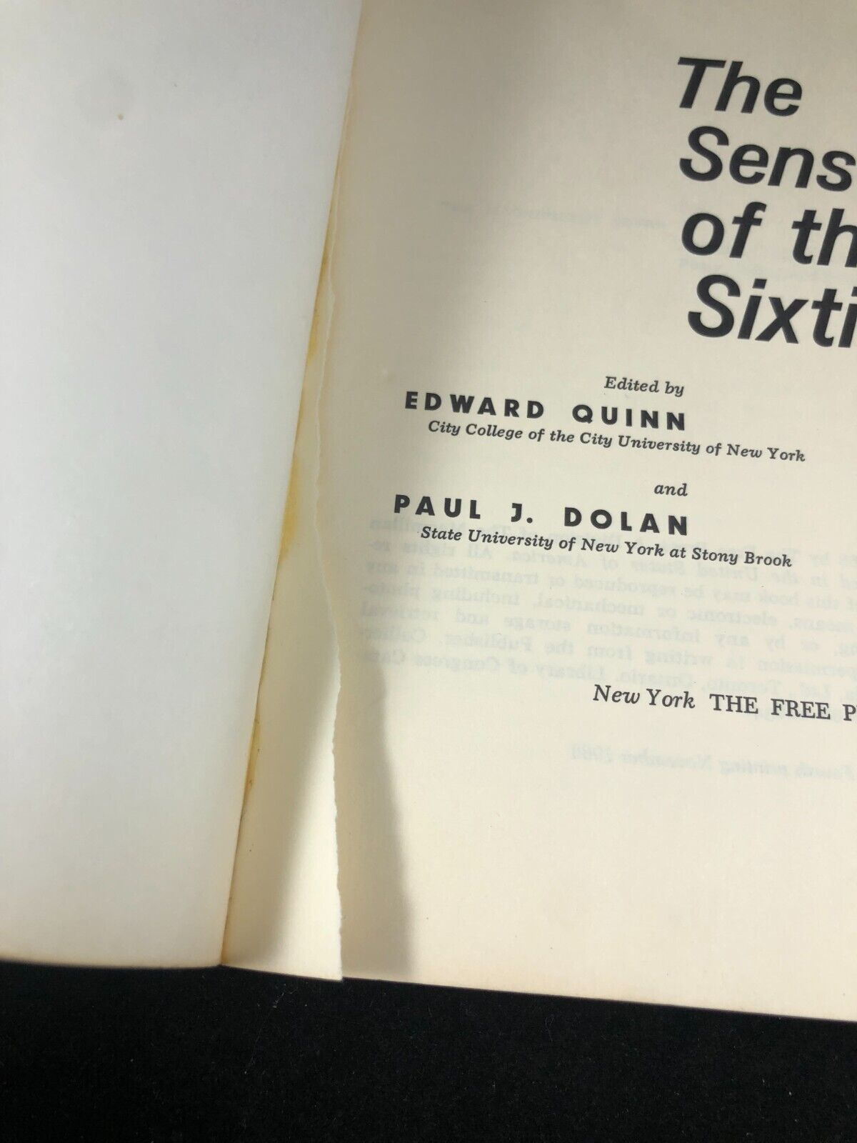 The Sense of the 60's   Edited by Edward Quinn & Paul Dolan - Paperback