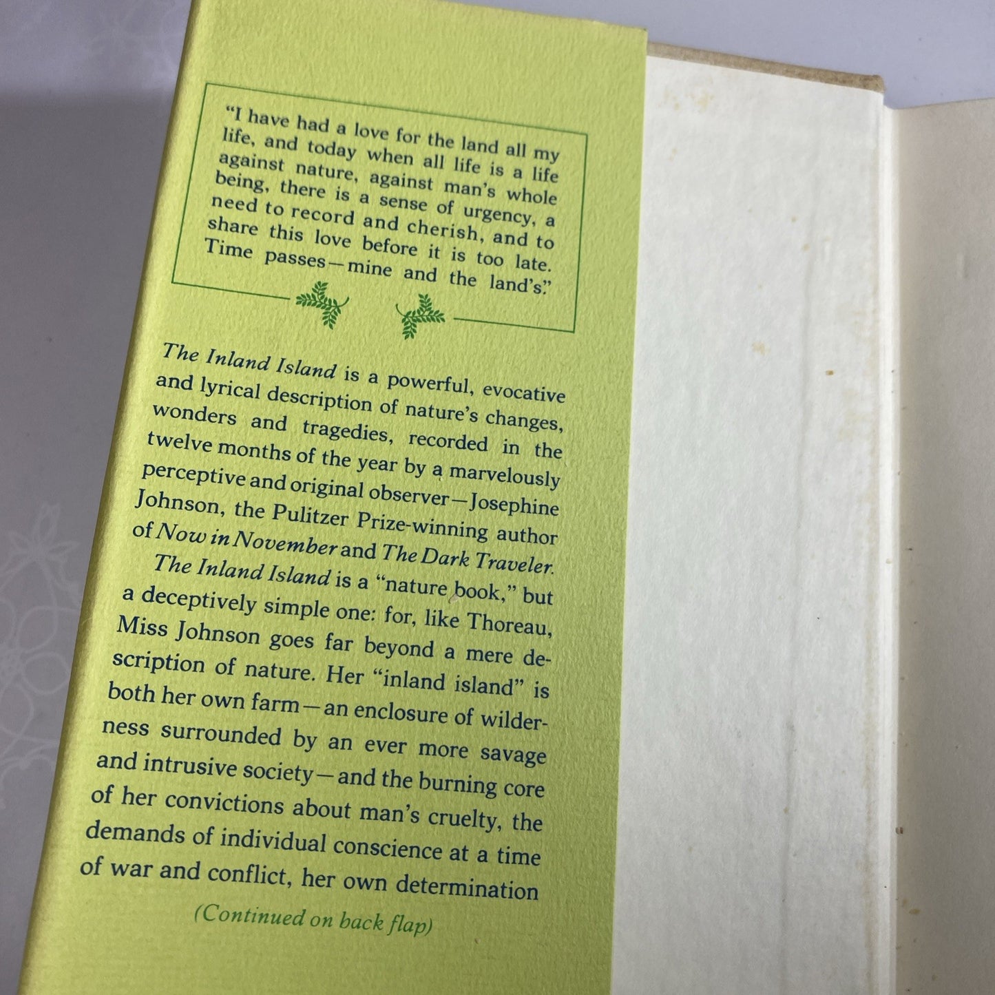 The Inland Island by Josephine W. Johnson 1969 1st Edition 4th Print w/ Jacket