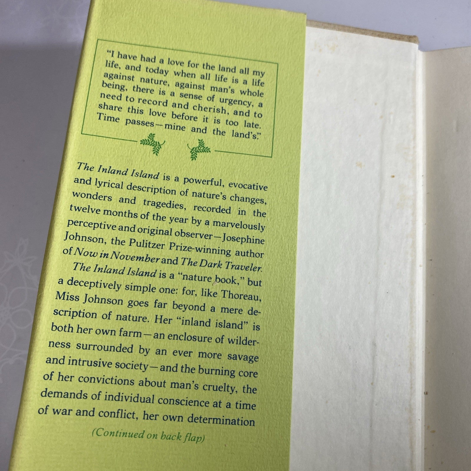 The Inland Island by Josephine W. Johnson 1969 1st Edition 4th Print w/ Jacket