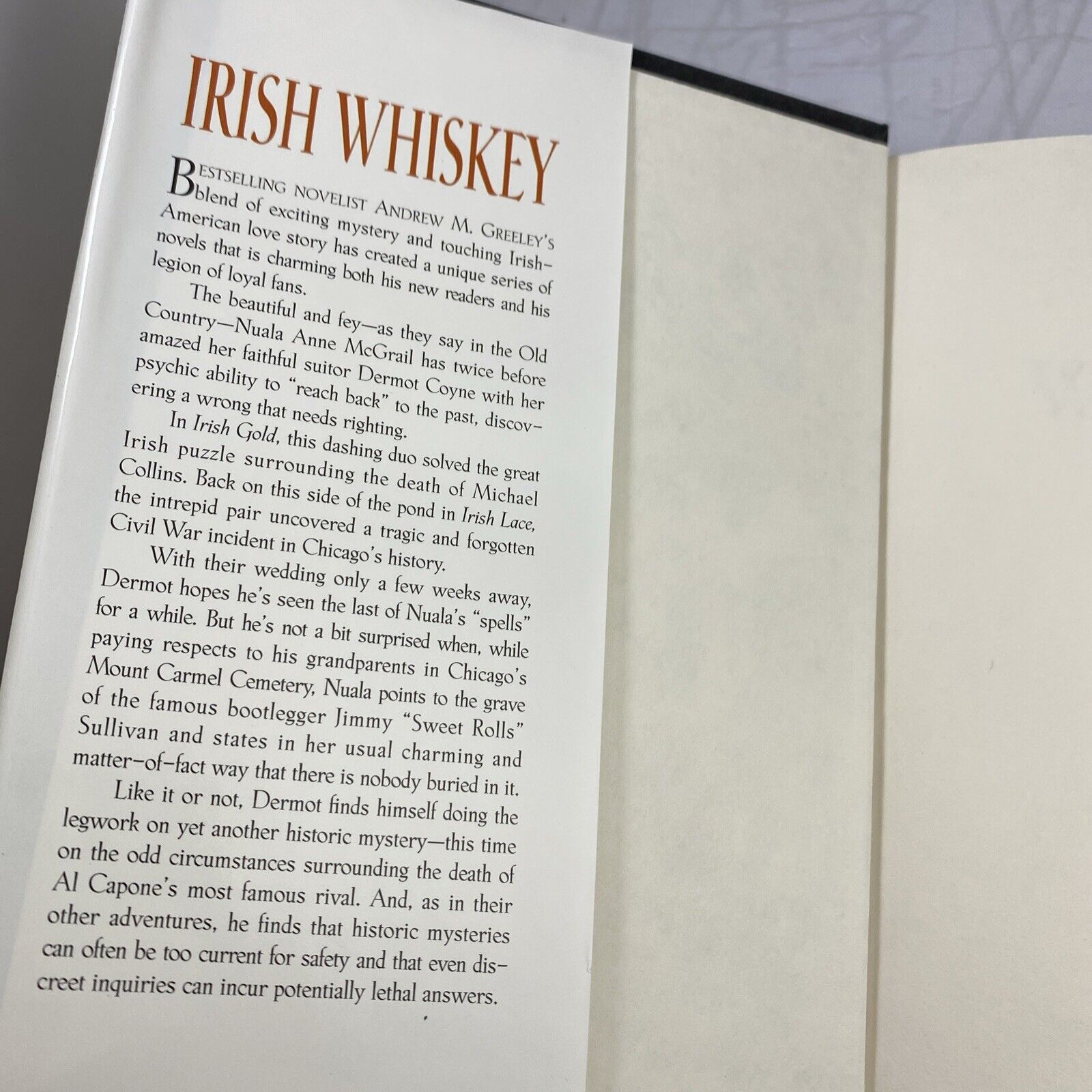 Irish Whiskey by Andrew M. Greeley (Hardcover 1998) Rare Forge Book Club Ed