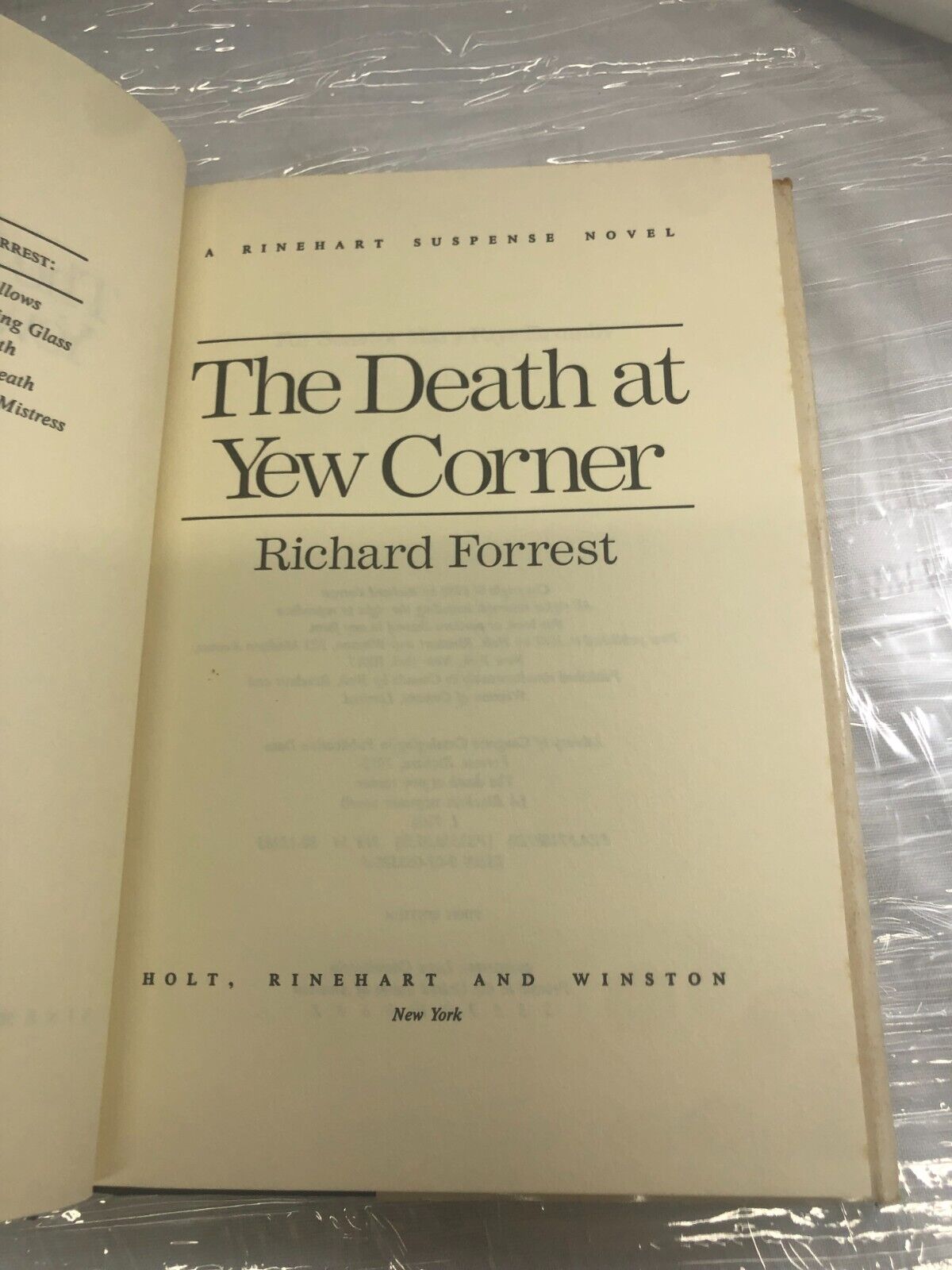 Murder Mystery Forrest, Richard THE DEATH AT YEW CORNER 1st Edition 1st Printing