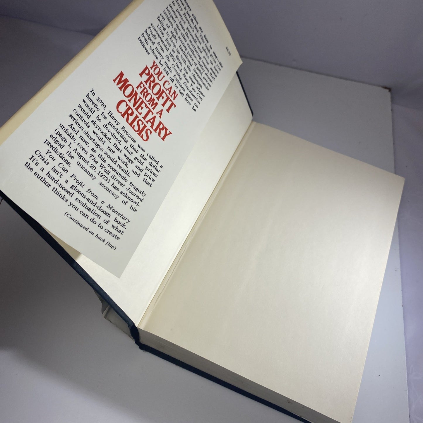 1974 Vintage Investing Finance Book "You Can Profit  From A Monetary Crisis"