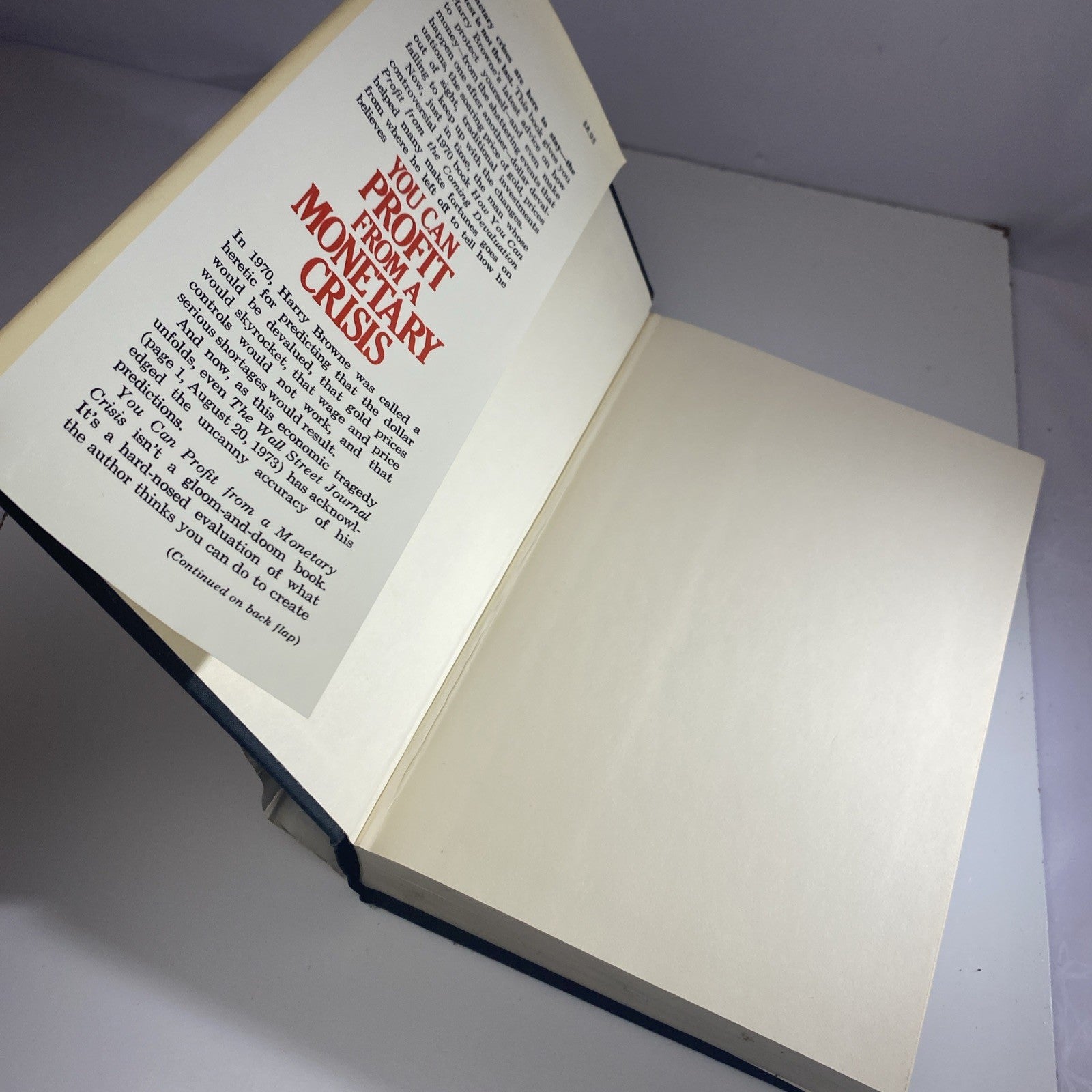 1974 Vintage Investing Finance Book "You Can Profit  From A Monetary Crisis"
