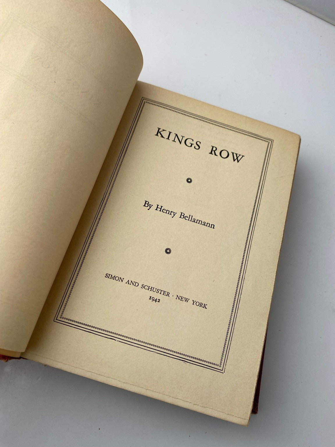 Kings Row Henry Bellamann 1942 First Edition Simon Schuster Classic