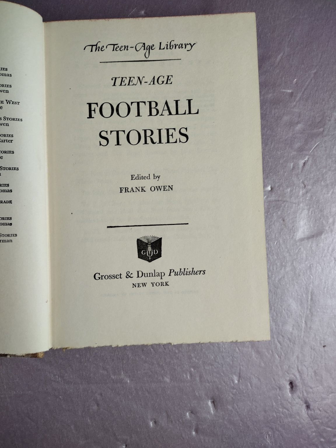 Teen-Age Football Stories Frank Owen 1948 Vintage Sports Anthology Grosset &