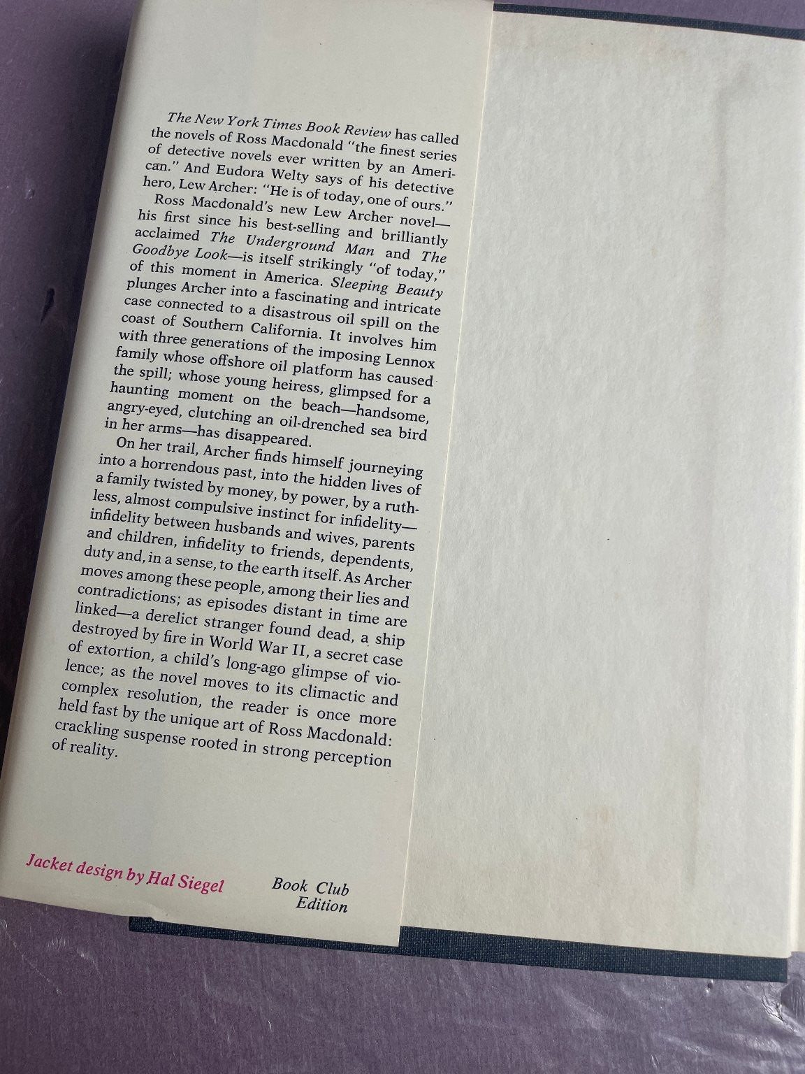 The Sleeping Beauty Ross Macdonald 1973 Book Club Edition Lew Archer Mystery