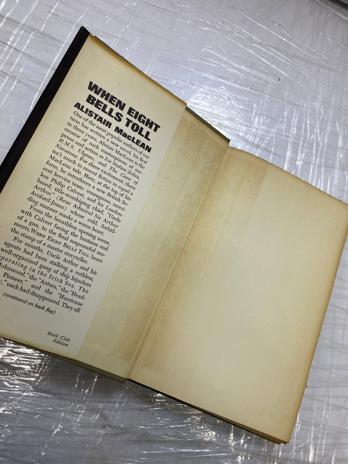 When Eight Bells Toll Alistair MacLean 1966 Book Club Edition Thriller Doubleday