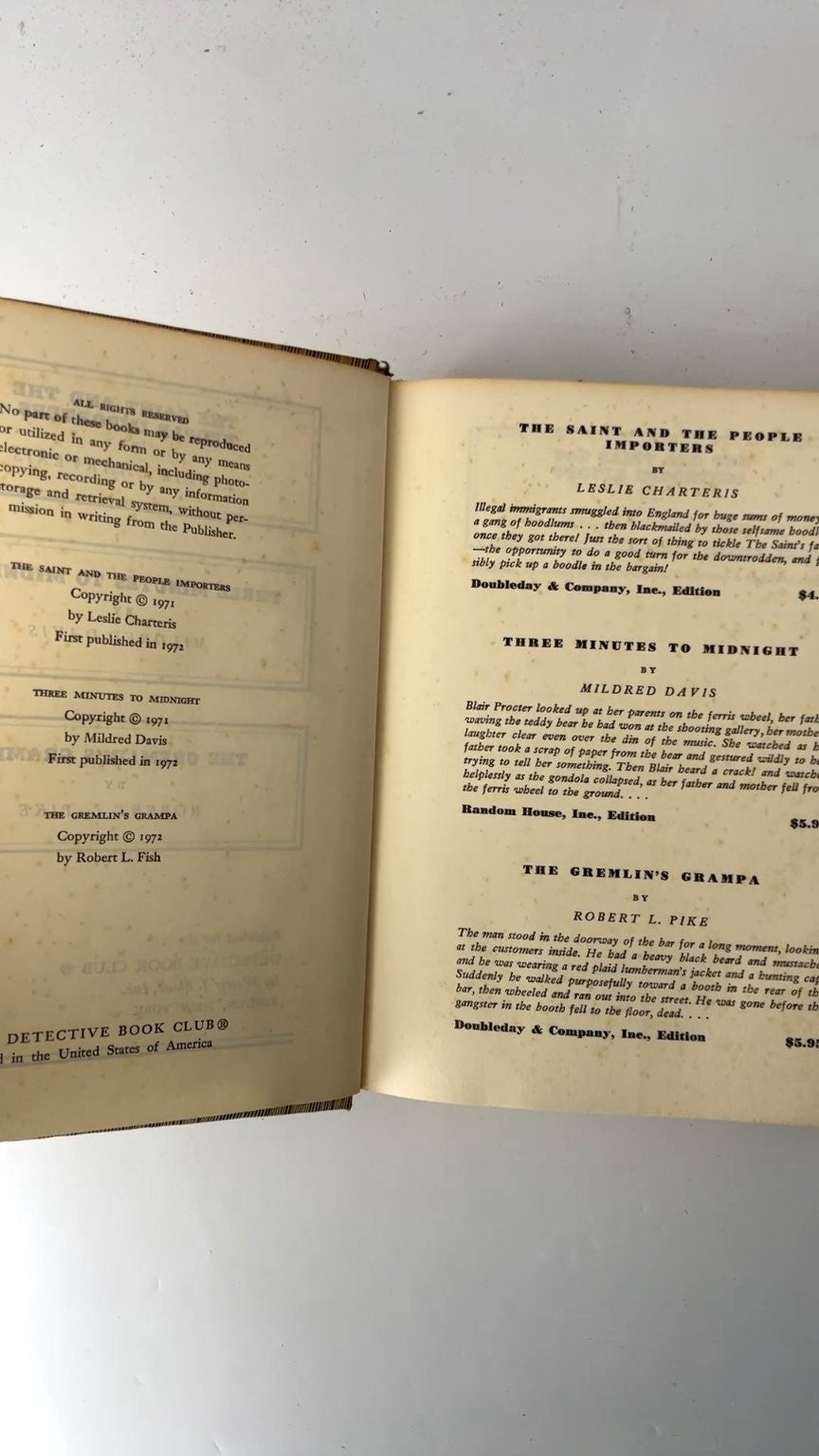 The Saint and the People Importers Leslie Charteris 1971 First Edition Doubleday
