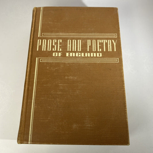 Prose and Poetry of England Book 1943 HC The L.W. Singer Orange Vintage Textbook