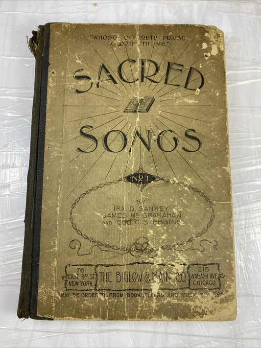 Antique Vintage Hymnal Sacred Songs No. 1 Rare Gospel Hymns 1896 Christian Relig