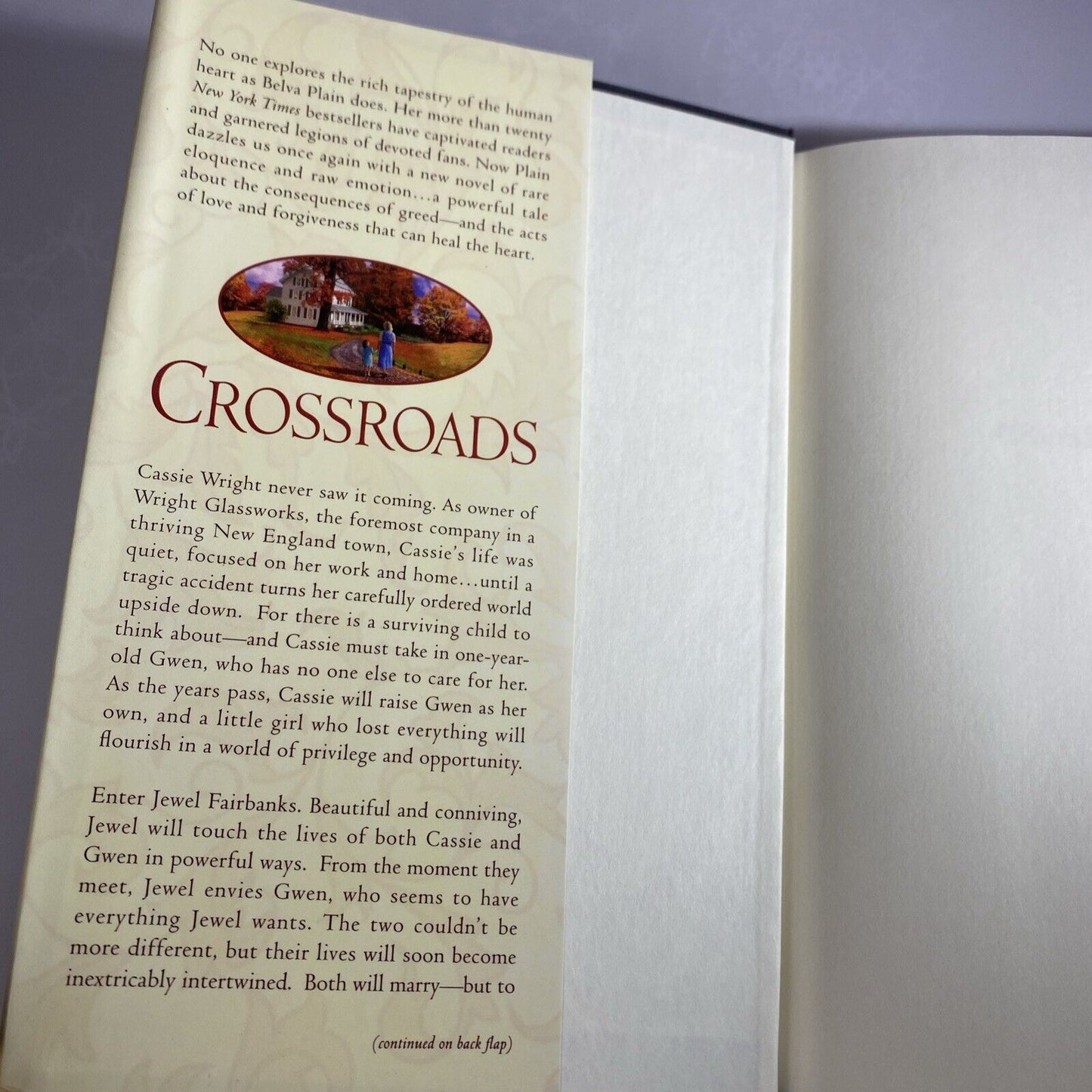 Crossroads by Belva Plain 2008  Hardcover Book Club Edition Clean Book