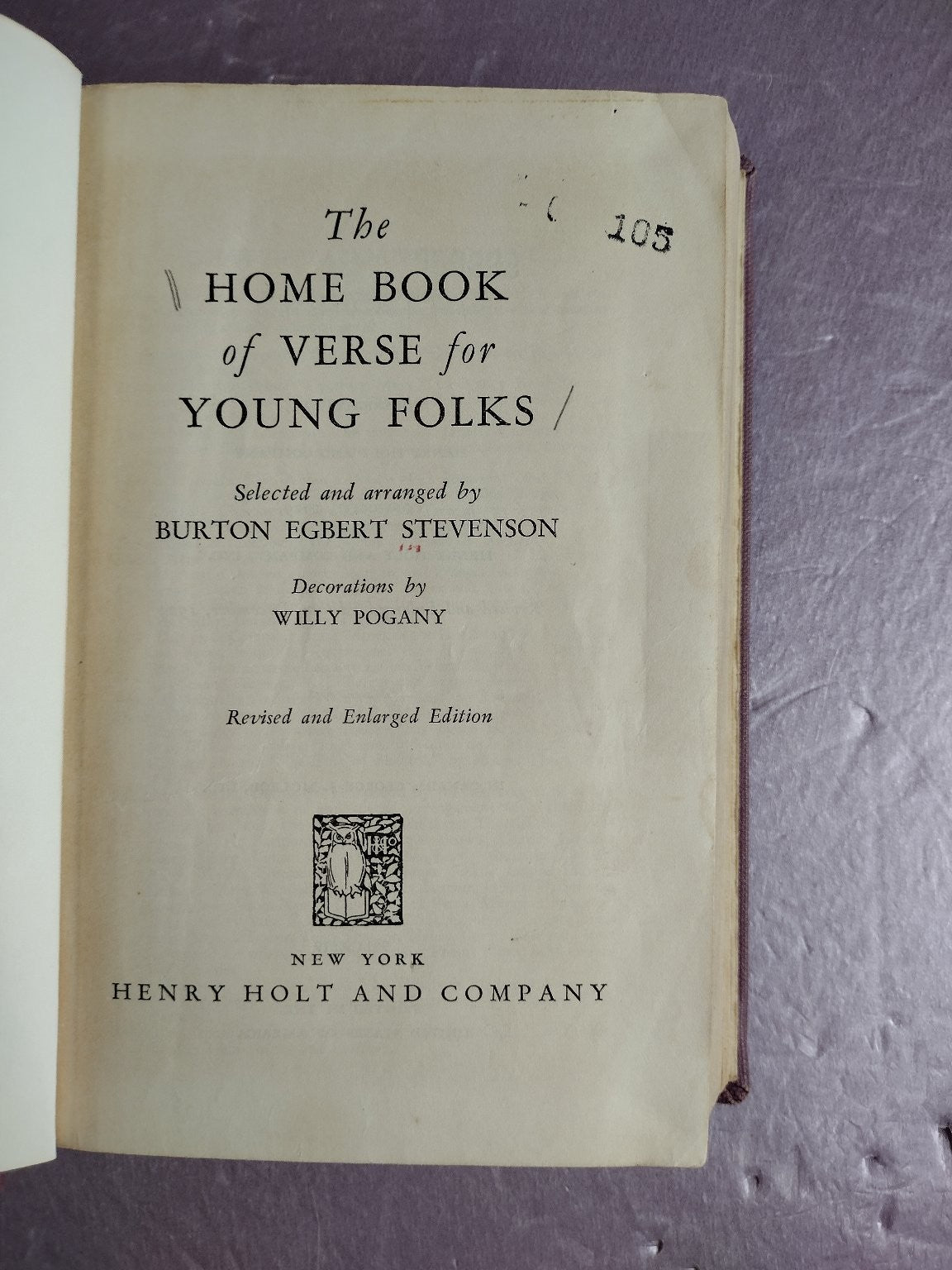 Home Book of Verse for Young Folks Stevenson 1958 Revised Enlarged Edition Henry
