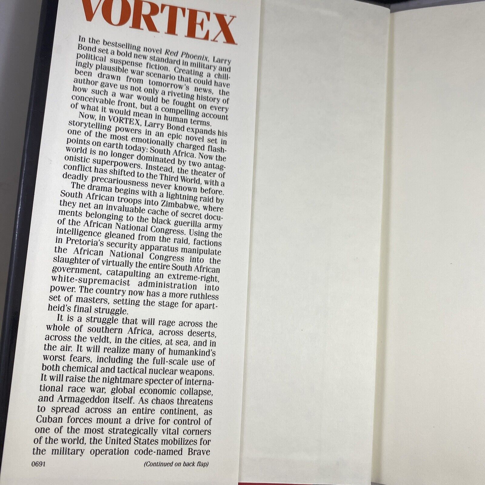 Vortex : A Novel Hardcover Larry Bond Good Condition Techno Thriller