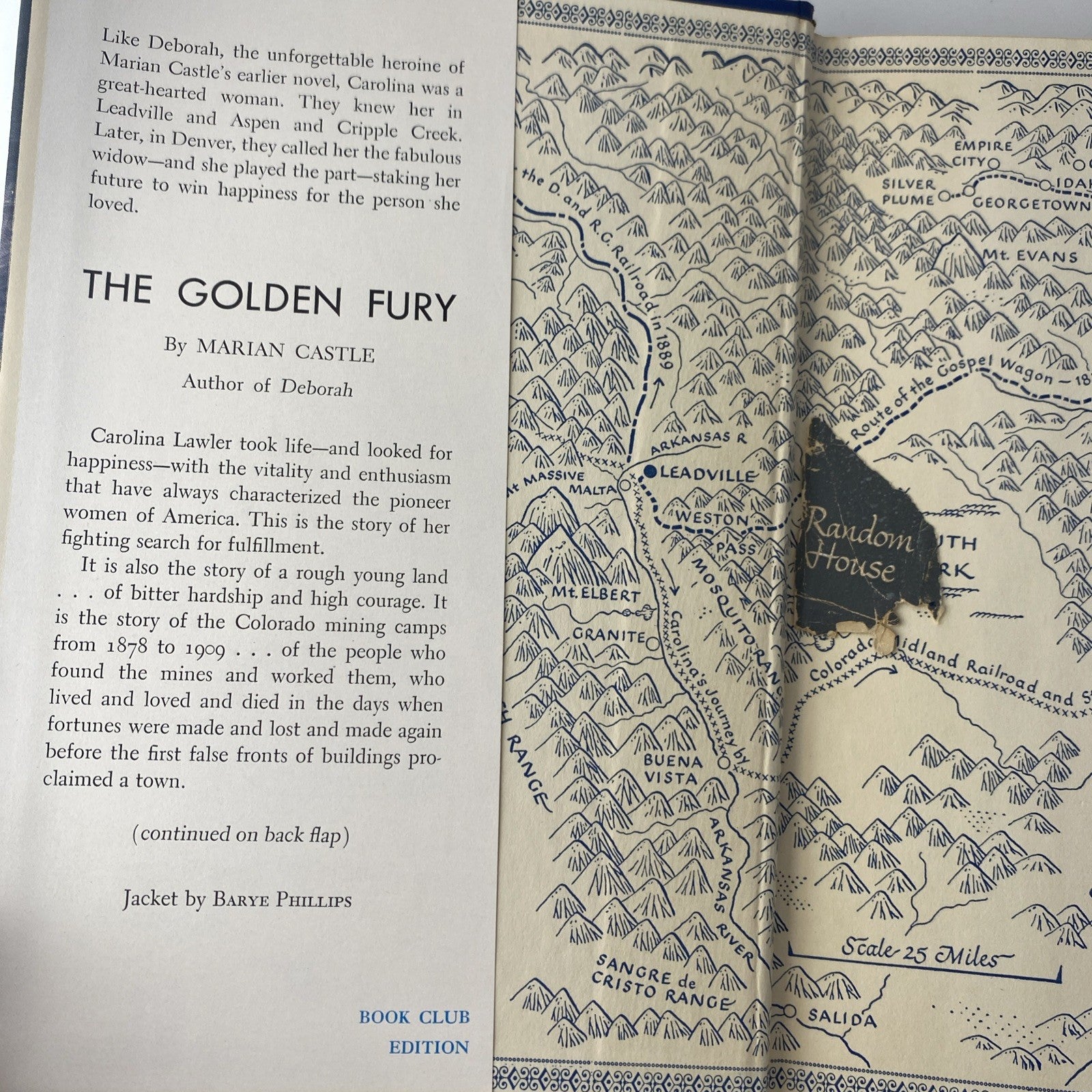 VINTAGE 1949 BOOK THE GOLDEN FURY BY MARIAN CASTLE BOOK CLUB EDITION