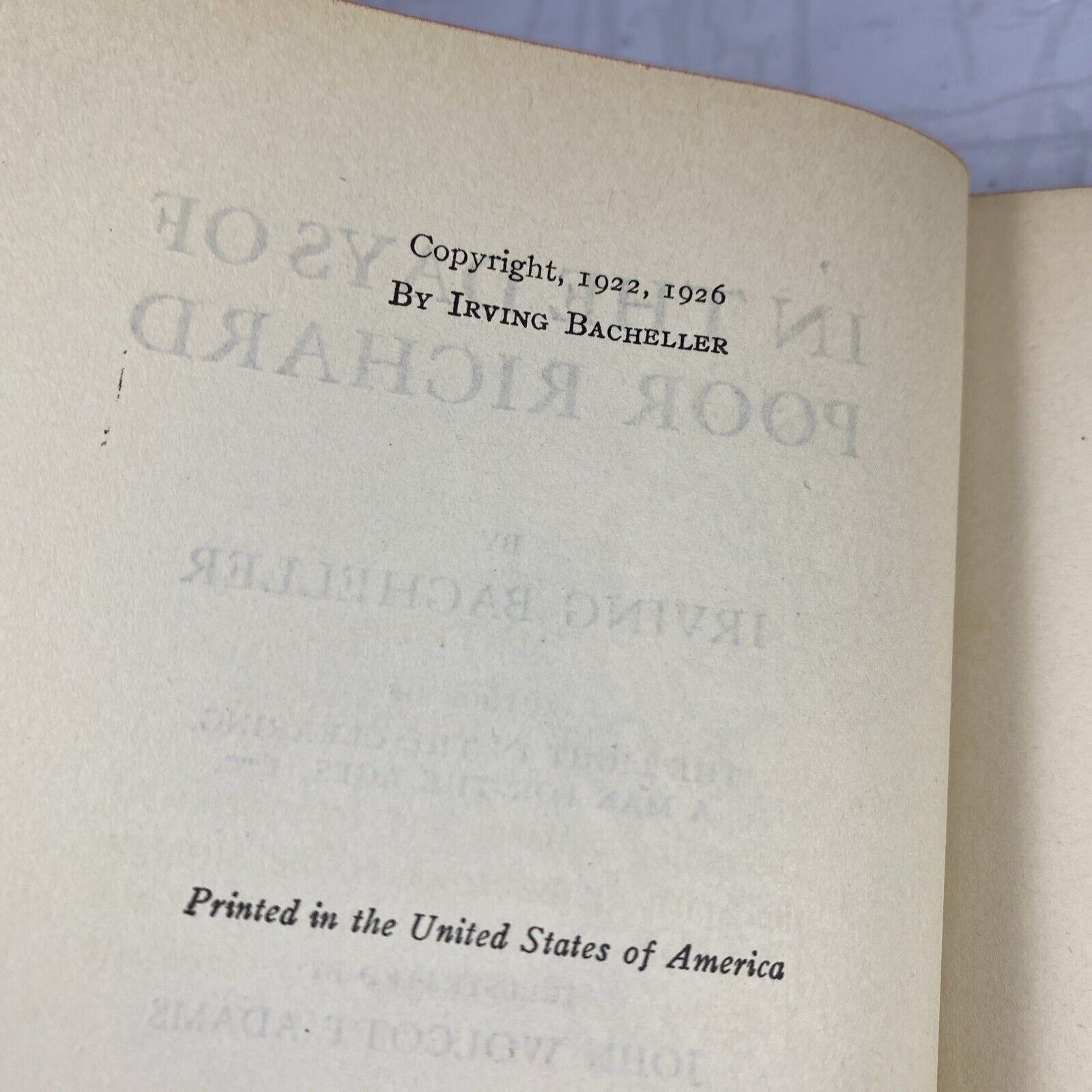In The Days of Poor Richard Irving Bacheller Copyright 1920s Red Cover Unmarked