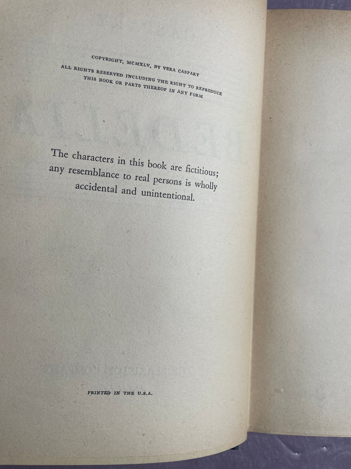 Bedelia Vera Caspary 1945 First Edition Novel Mystery Hardcover