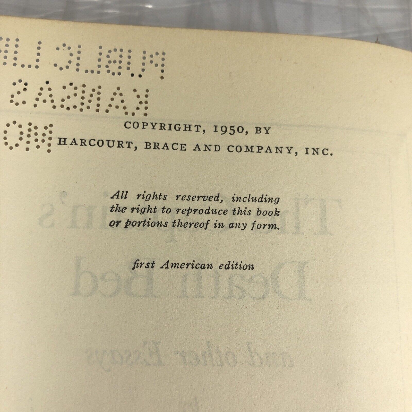 1950 The Captain's Death Bed by VIRGINIA WOOLF, 1st Edition (American) HC No DJ