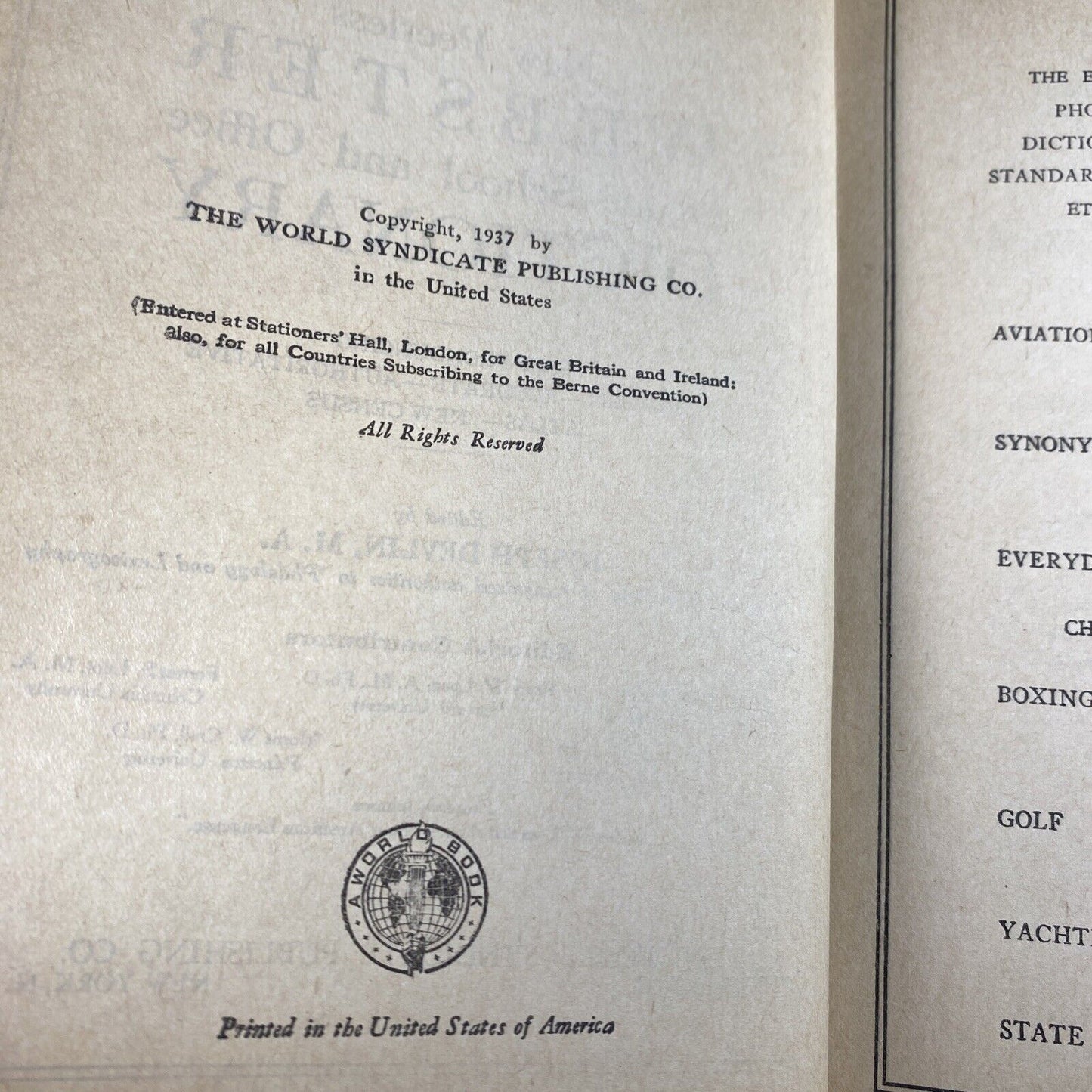 1938 Black Vintage Dictionary New Peerless Webster  Dictionary See Pictures