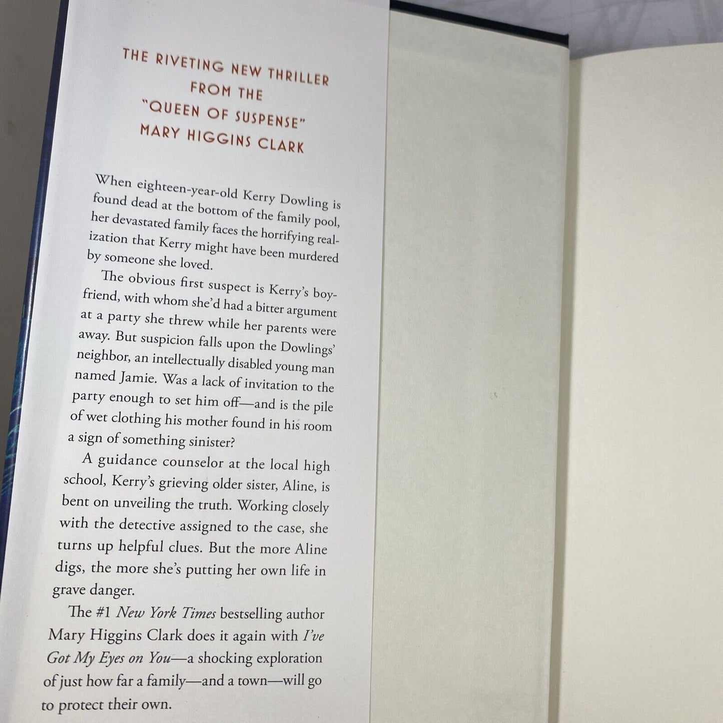 I'VE GOT MY EYES ON YOU: Mystery Thriller Hardcover Book By Mary Higgins Clark