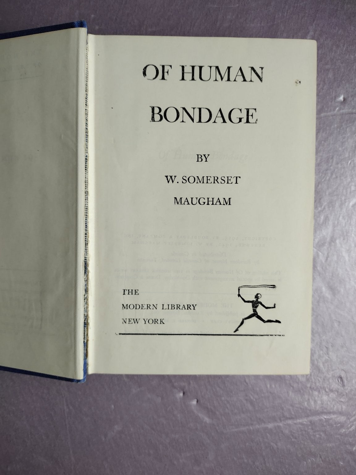 Of Human Bondage W. Somerset Maugham Modern Library Classic Novel Fiction
