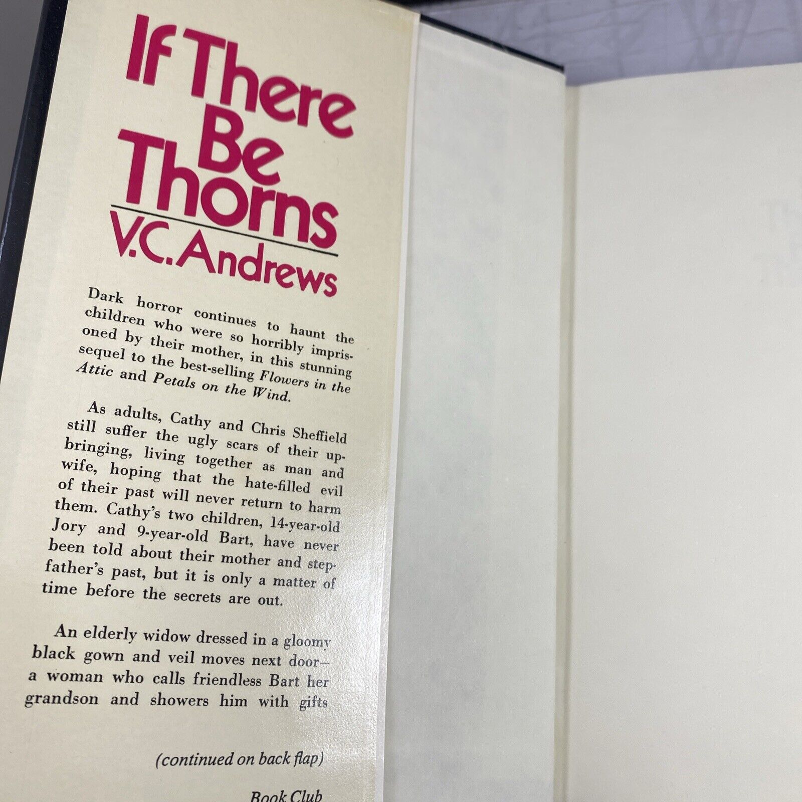 VINTAGE 1981 BOOK IF THERE BE THORNS BY V.C. ANDREWS BOOK CLUB EDITION