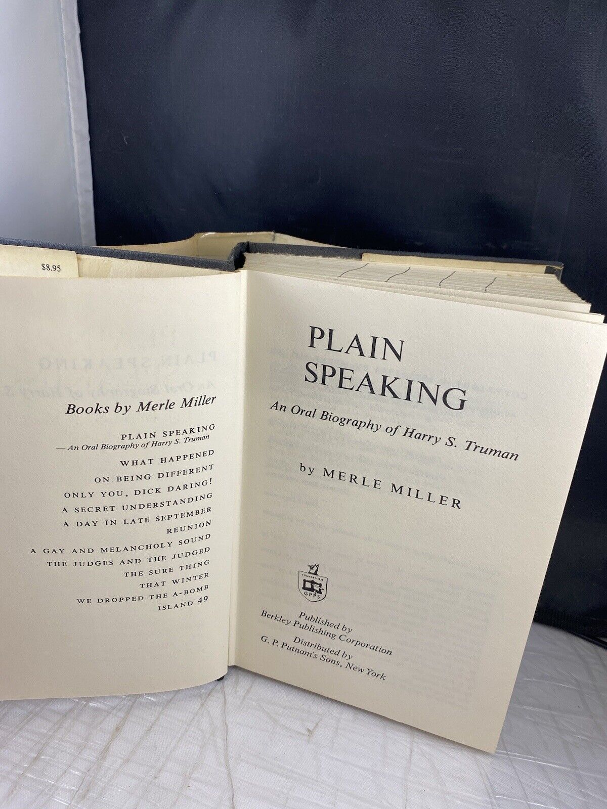 Plain Speaking Harry S. Truman by Merle Miller 1974 Vintage HC DJ Good 4th Impr