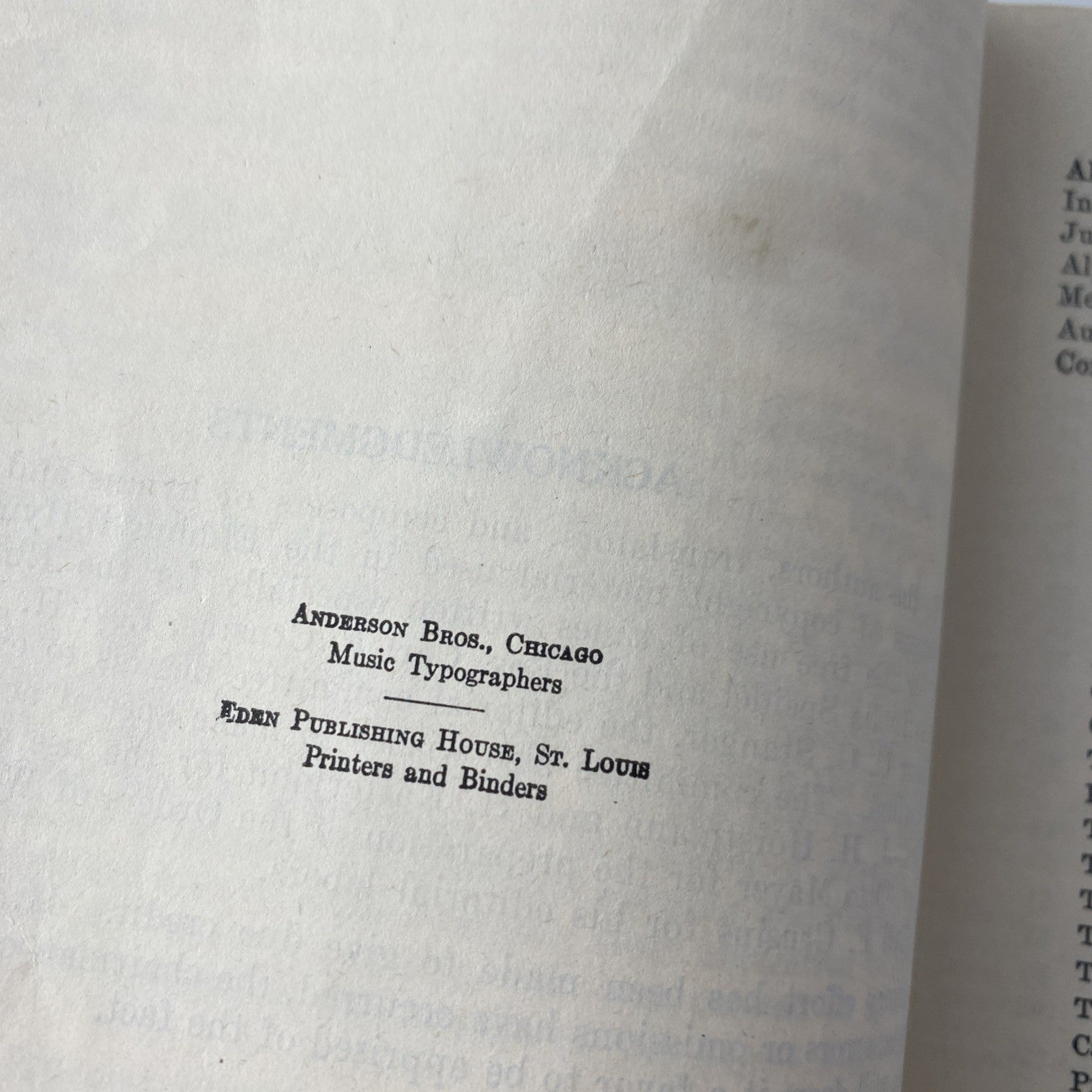 St Louis 1952 Elmhurst Hymnal and Orders of Worship for the Sunday School Songs