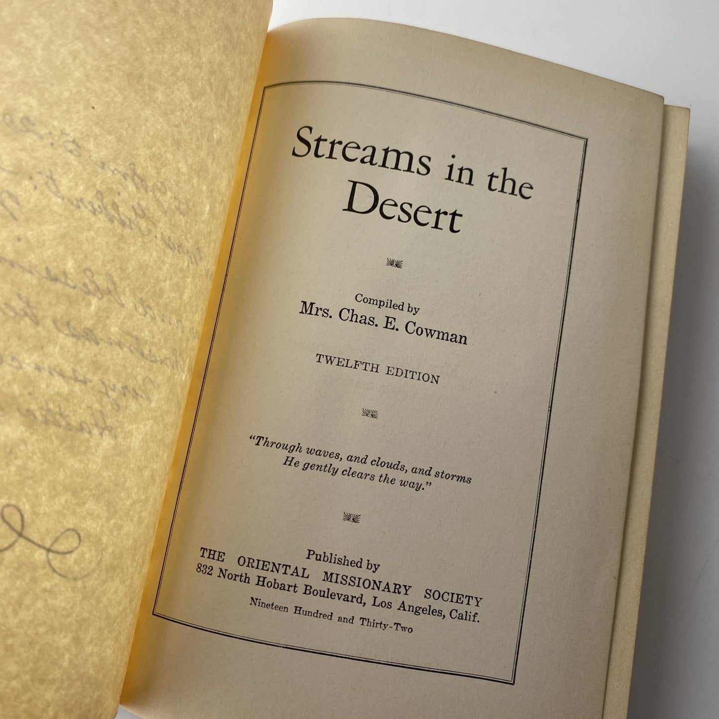 Streams In The Desert By Mrs. Chas E. Cowman Hardcover Book 1925 Christianity
