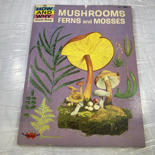 Vintage How Why Wonder Book MUSHROOMS FERNS MOSSES Science Childrens Cottagecore