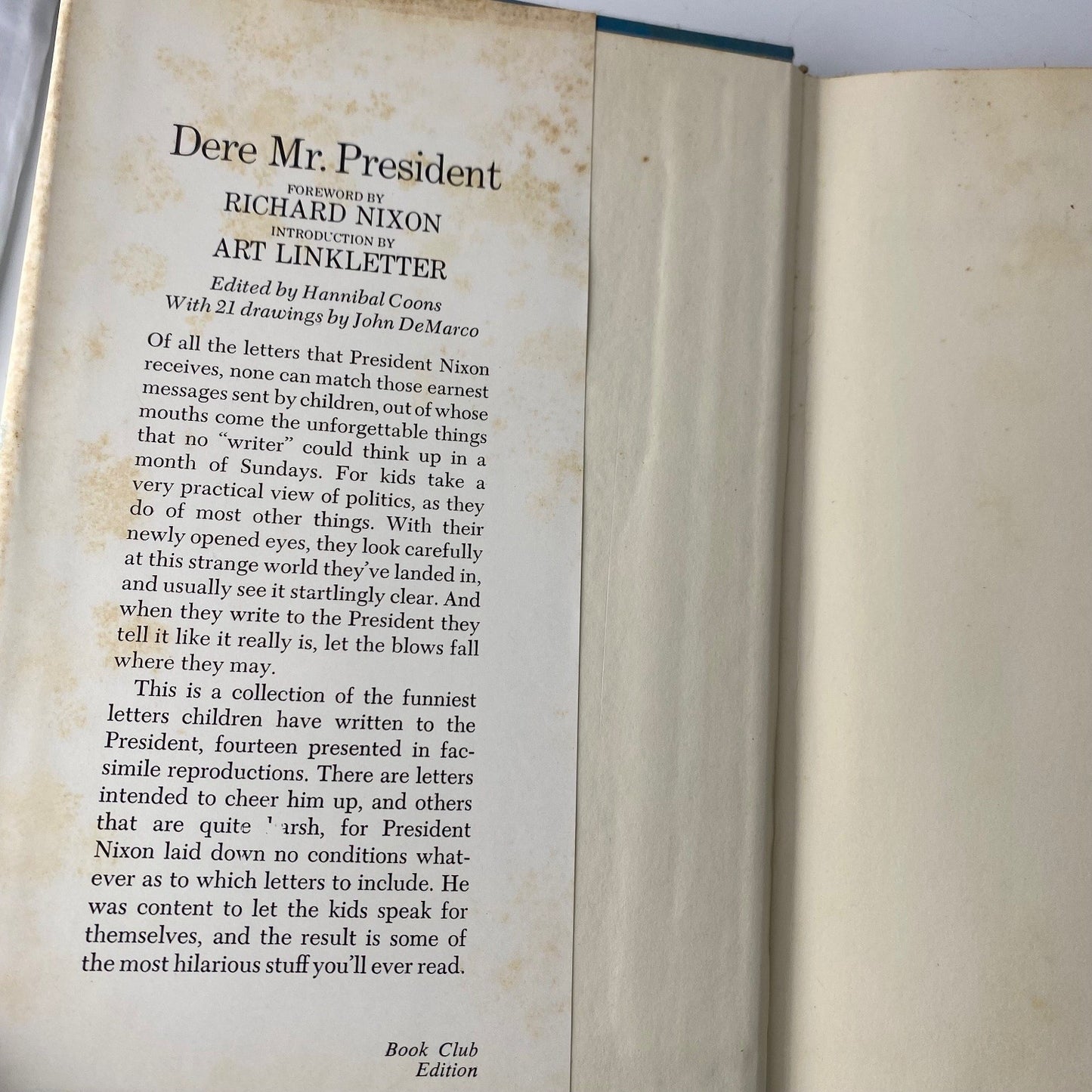 Dere Mr. President Hannibal Coons 1971 Book Club Edition Humor Doubleday