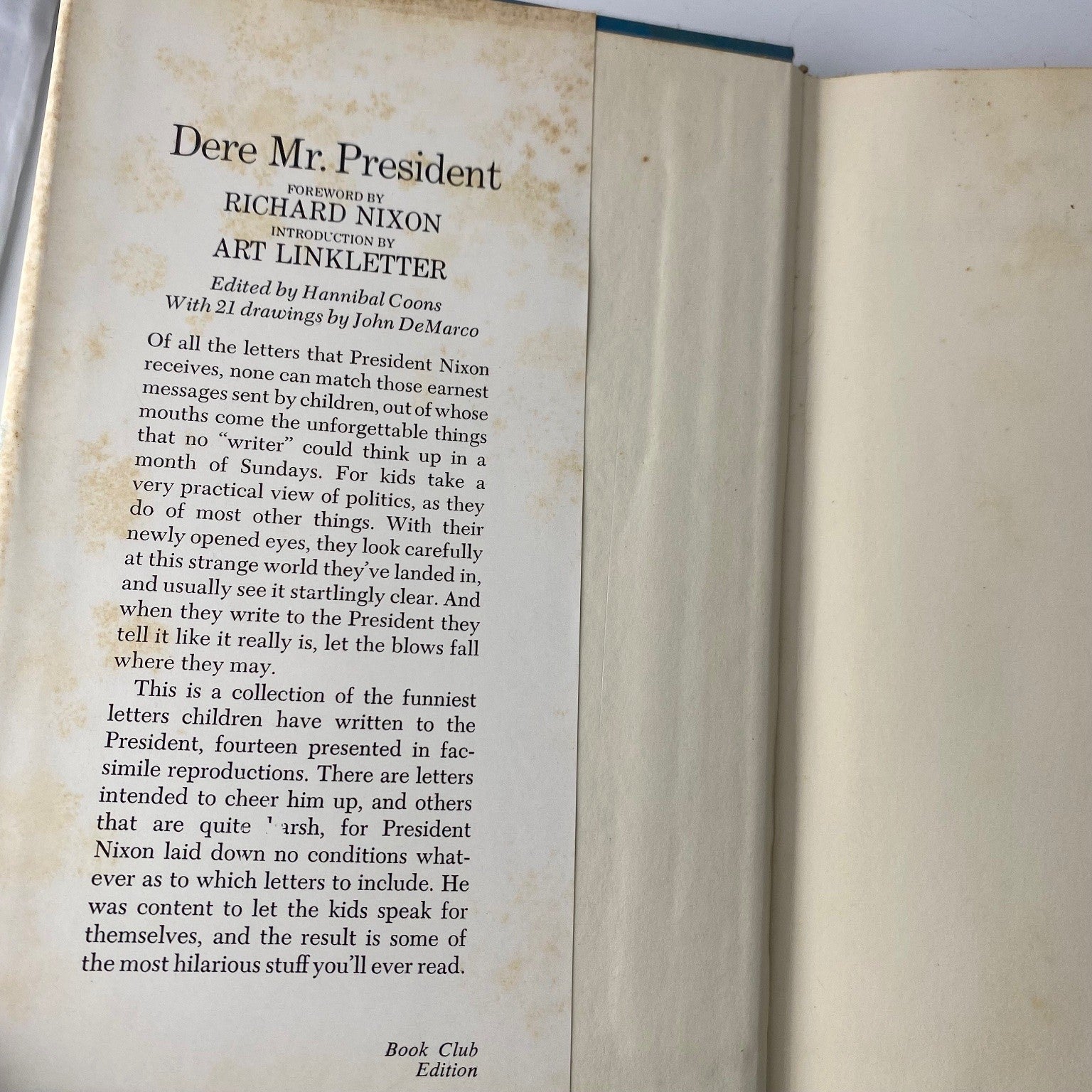 Dere Mr. President Hannibal Coons 1971 Book Club Edition Humor Doubleday