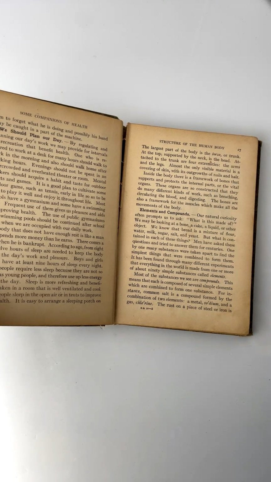 The Human Body and Its Care Newmayer Broome 1928 Health Care Book