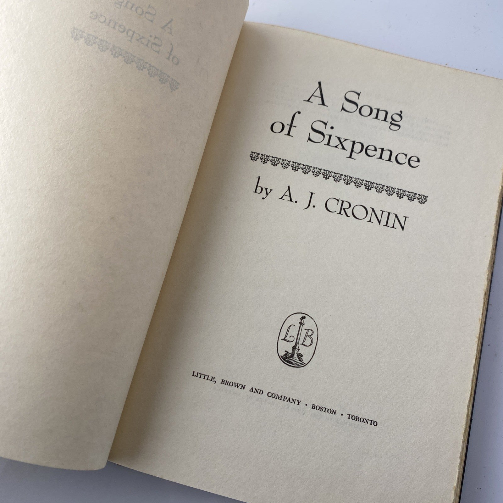 A Song Of Sixpence by A.J. Cronin 1964 Hardcover BCE First Edition Good Conditio