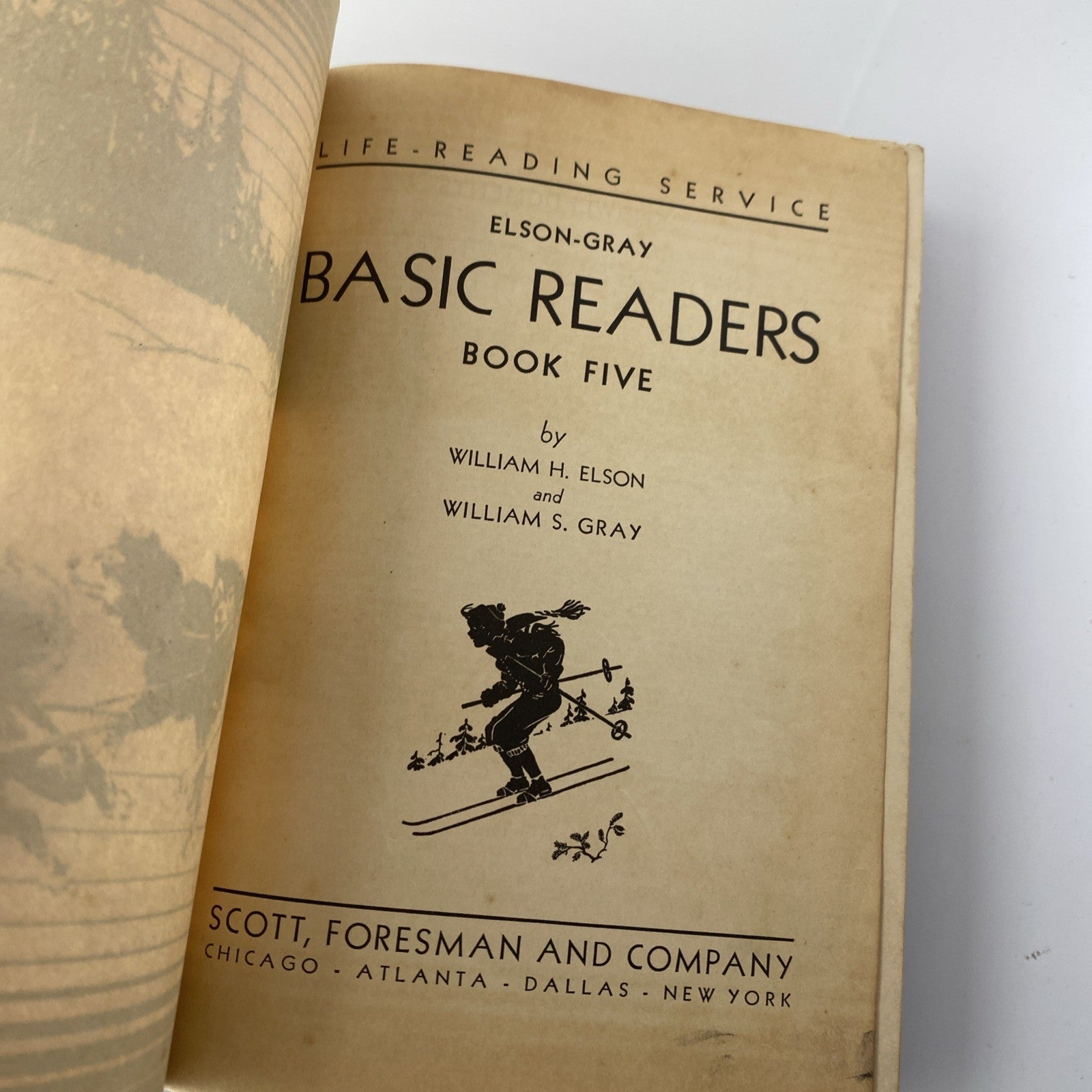 Elson-Gray Basic Readers Book Five by William Elson Schoolbook Skiing Hardcover