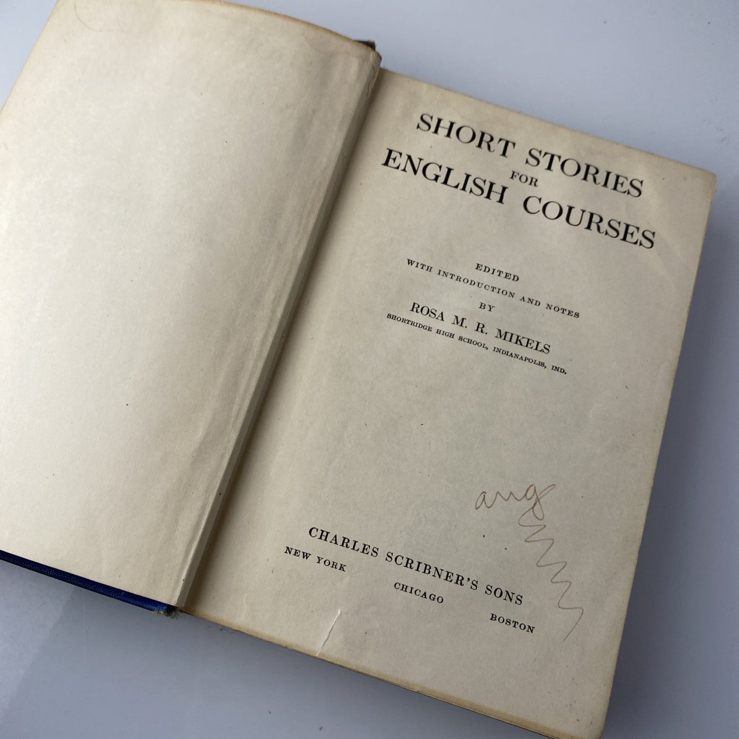 SHORT STORIES FOR ENGLISH COURSES by Rosa M.R. Mikels 1920 Antique Literature