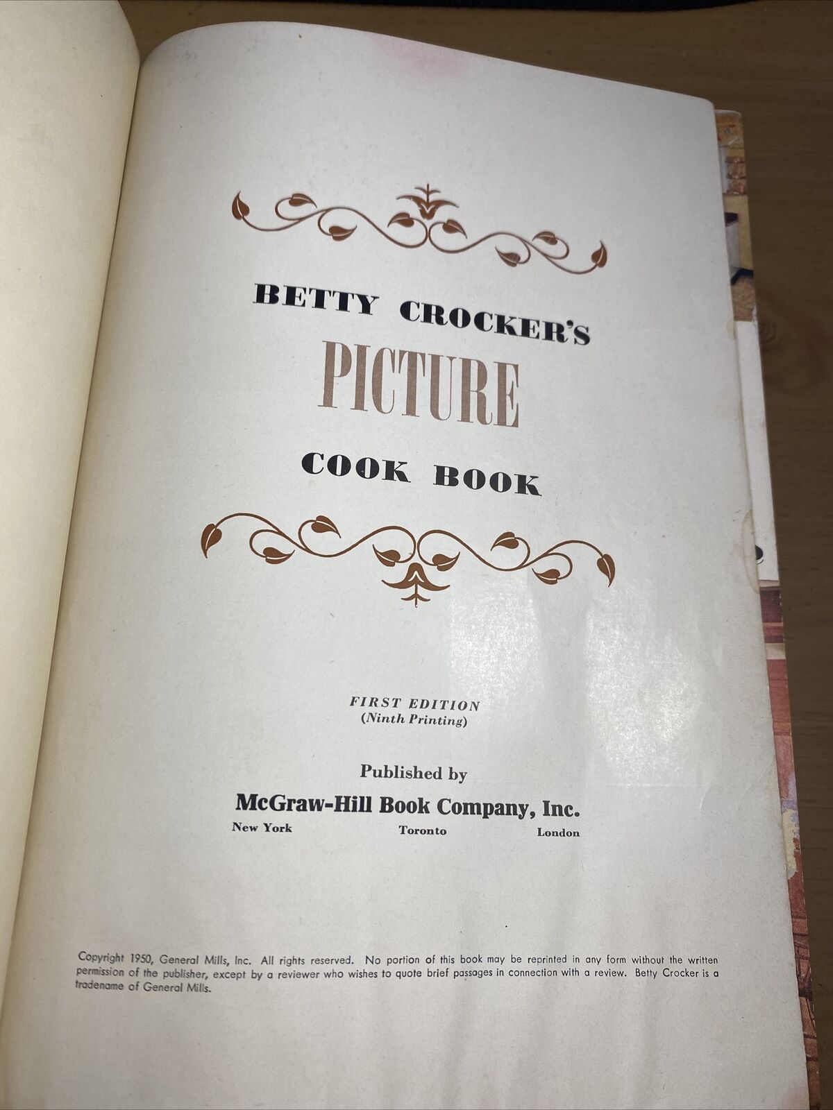 Betty Crocker's Picture Cook Book 1950 First Edition 9th Printing Hardcover