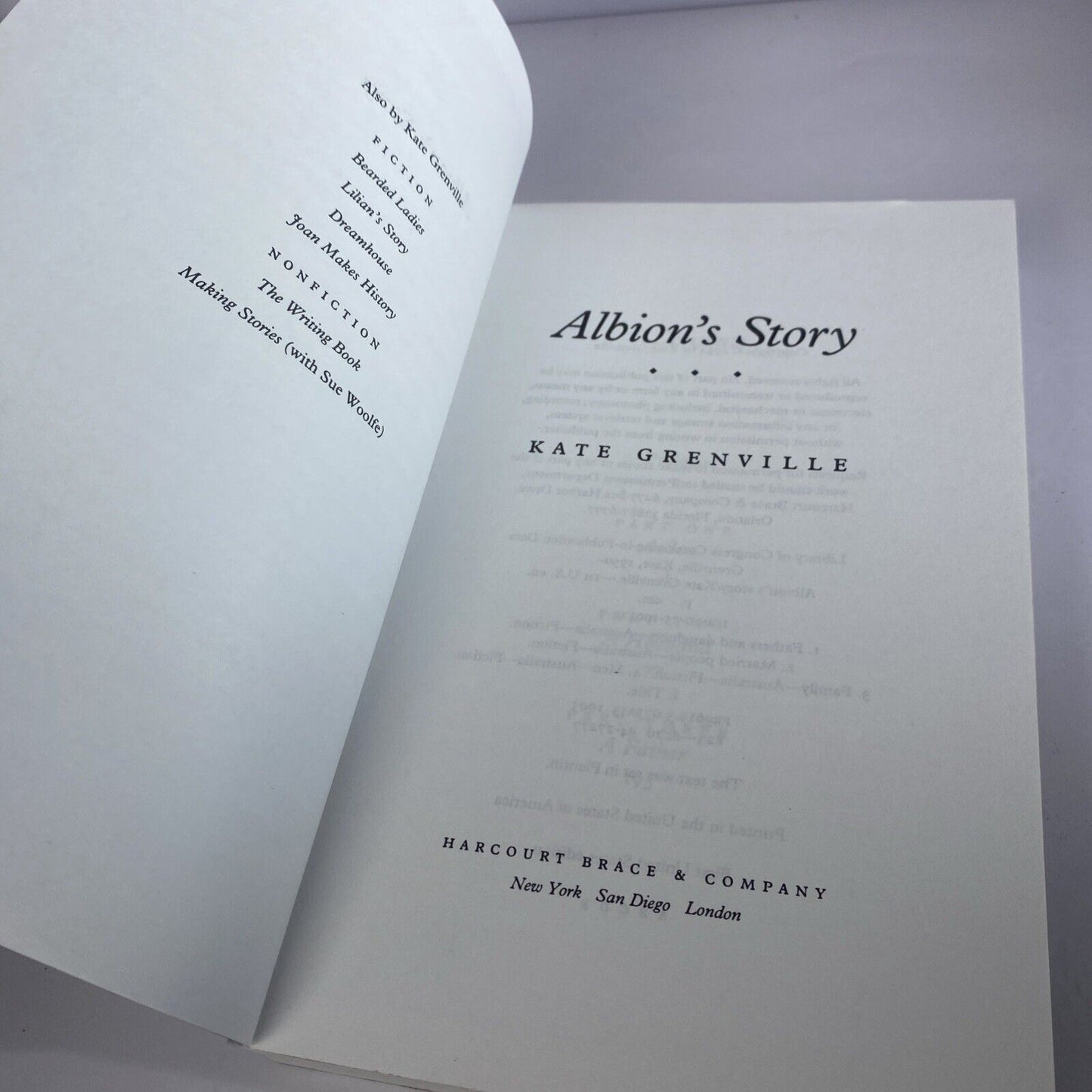 RARE UNCORRECTED PROOF See ALBIONS STORY by KATE GRENVILLE Harcourt 1993