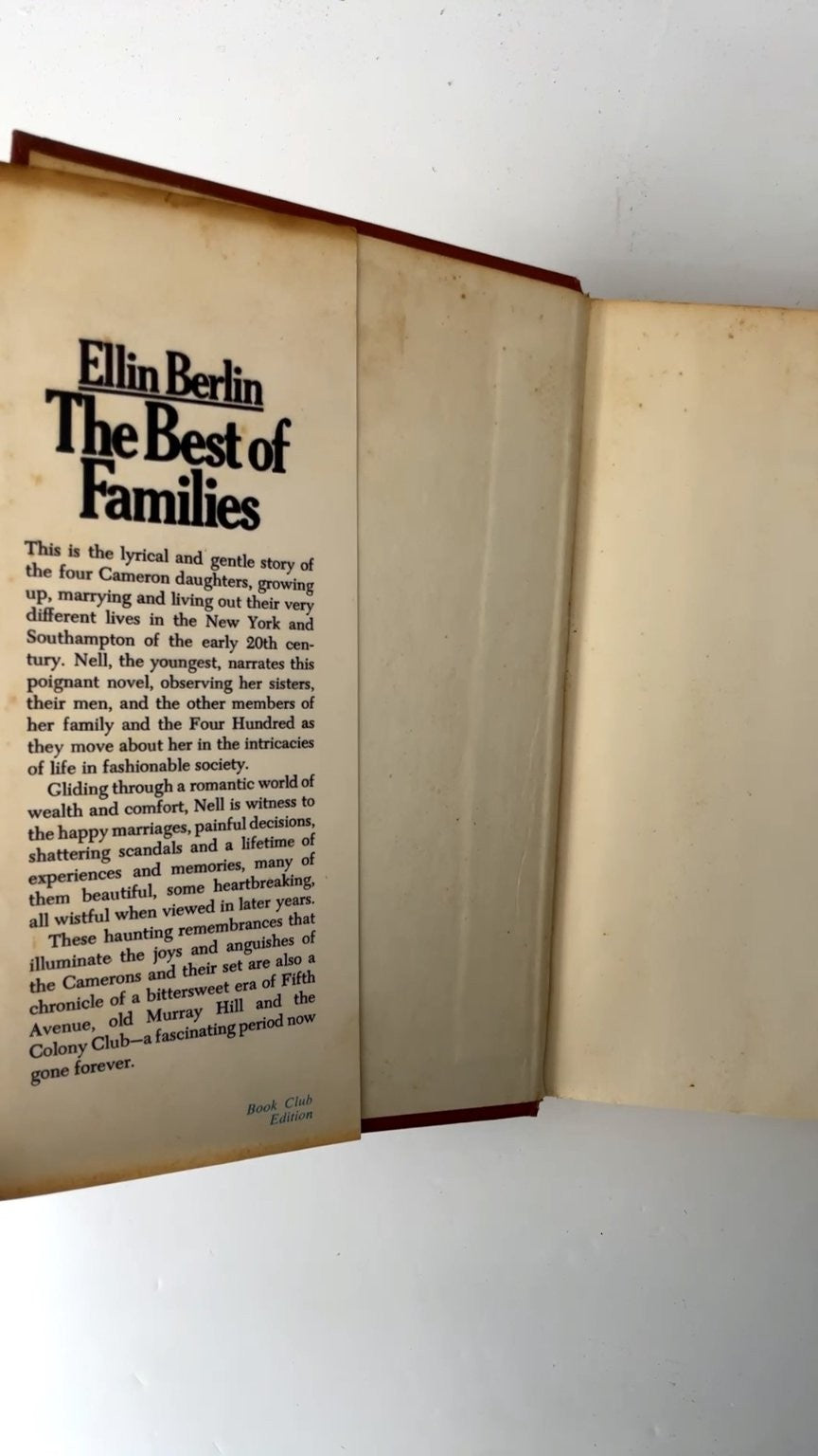 The Best of Families Ellin Berlin 1970 First Edition Book Club Novel