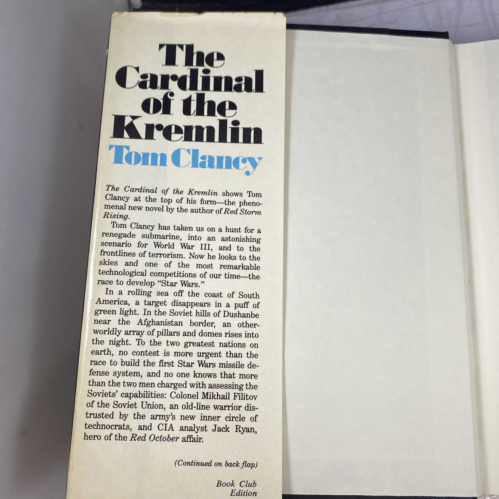 Vintage The Cardinal of the Kremlin by Tom Clancy 1988 Hardcover Book Club