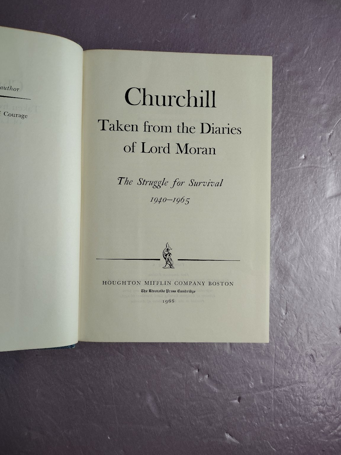 Churchill Diaries Lord Moran 1966 First Edition Biography History Houghton