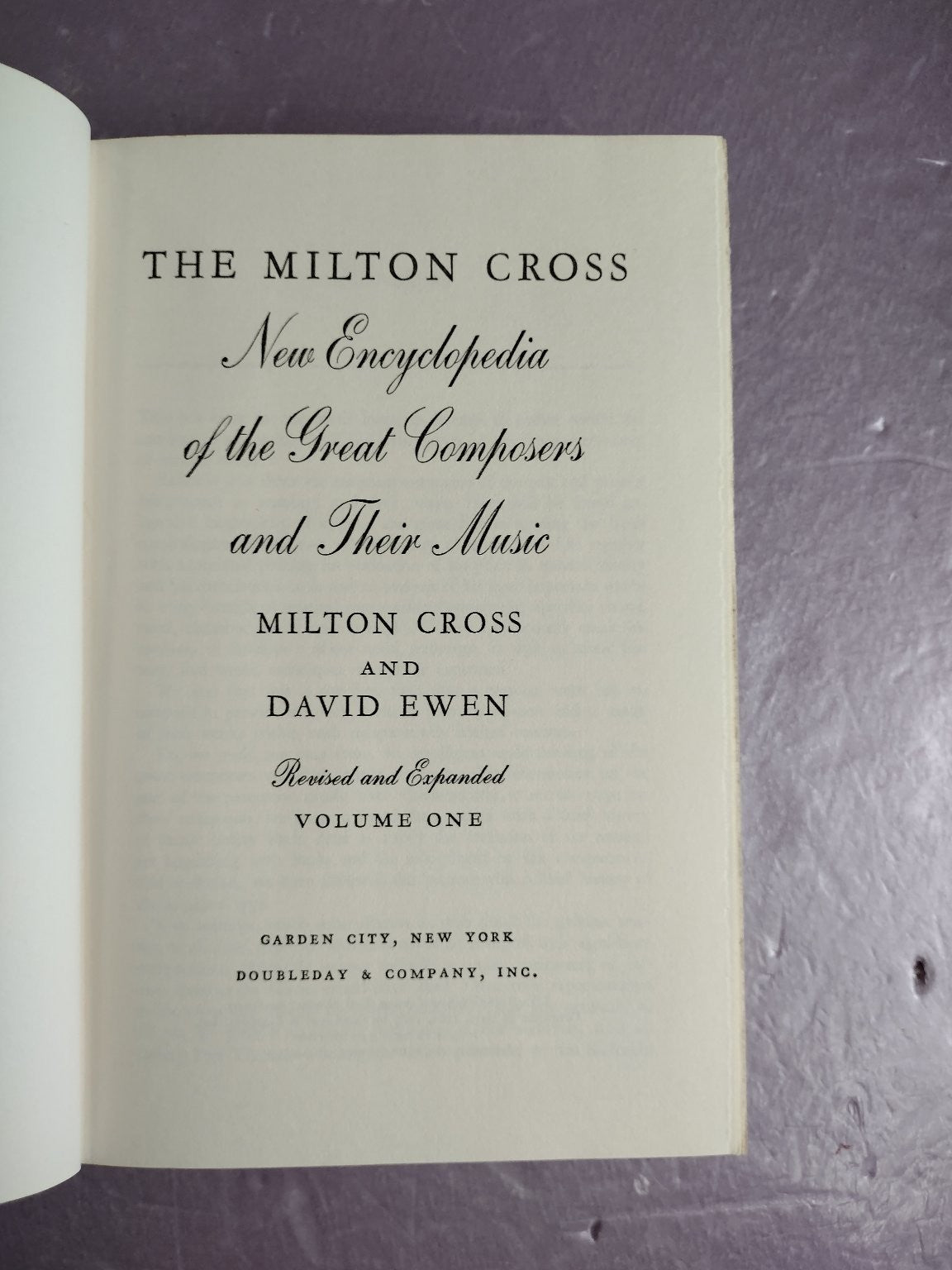 Milton Cross New Encyclopedia Great Composers & Their Music 1969 Vol 1 Doubleday