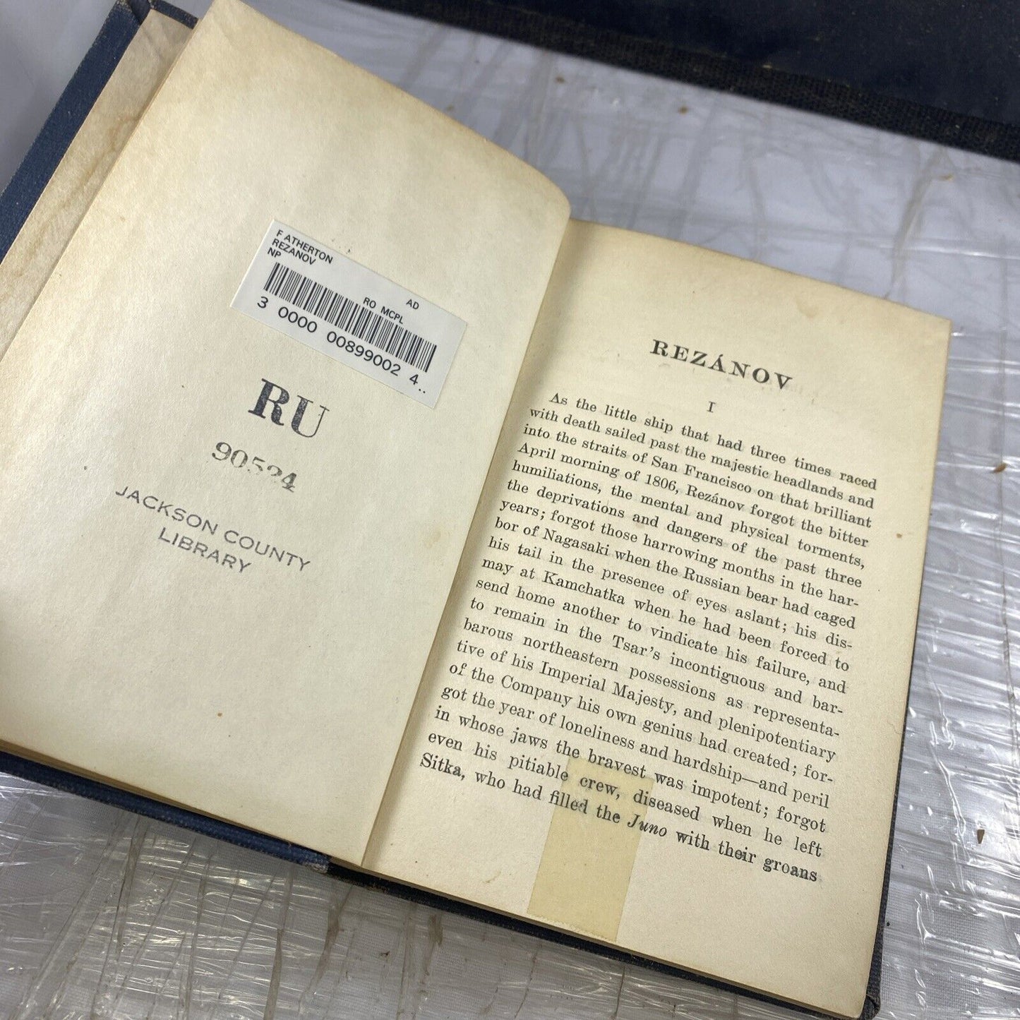 Rezanov by G. Atherton, 1906 Rare Antique Unique Ex Library Re-Bound Novel