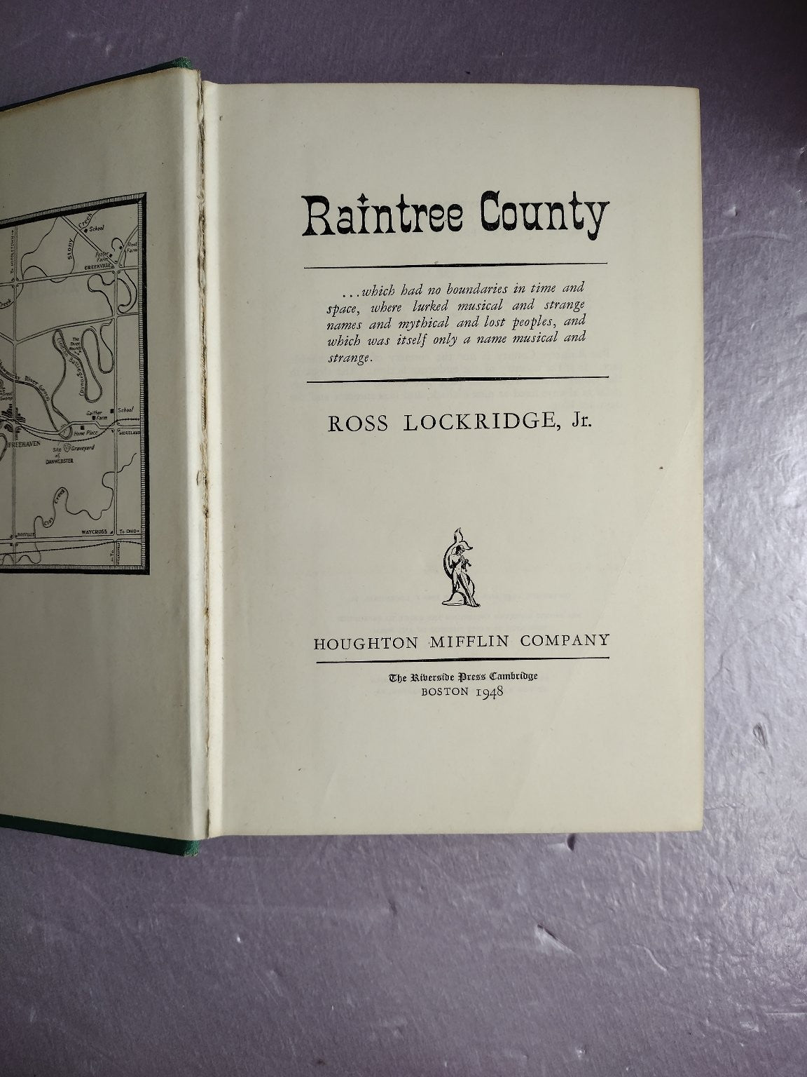 Raintree County Ross Lockridge Jr. 1948 First Edition Fiction Houghton Mifflin