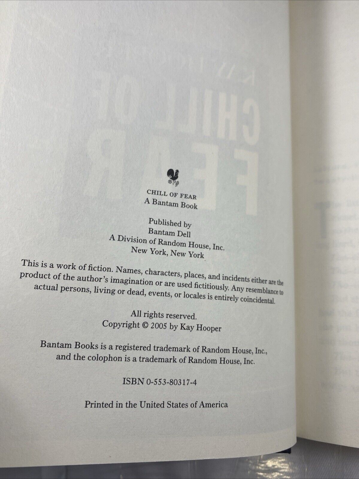 Chill of Fear - Hardcover By Hooper, Kay - VERY GOOD Book Club Ed