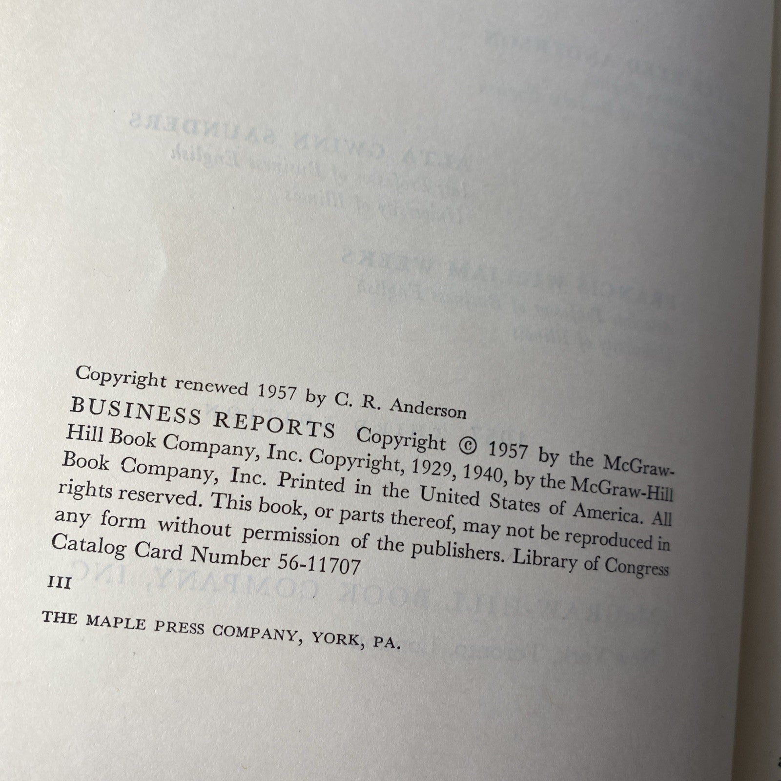 Rare Textbook Business Reports by Alta Gwinn Saunders & Chester Reed Anderson