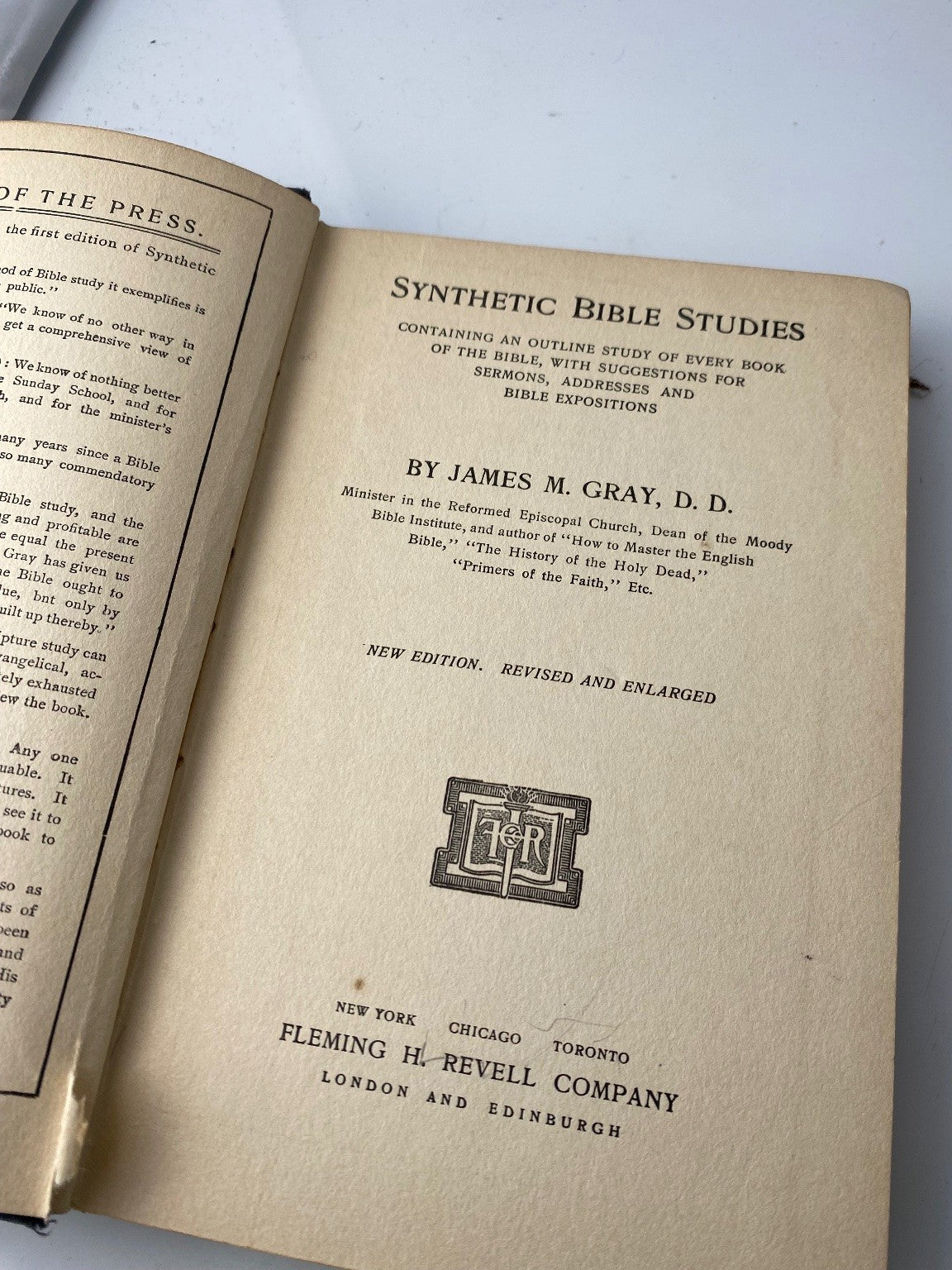 Synthetic Bible Studies James M. Gray 1906 New Edition Fleming H. Revell